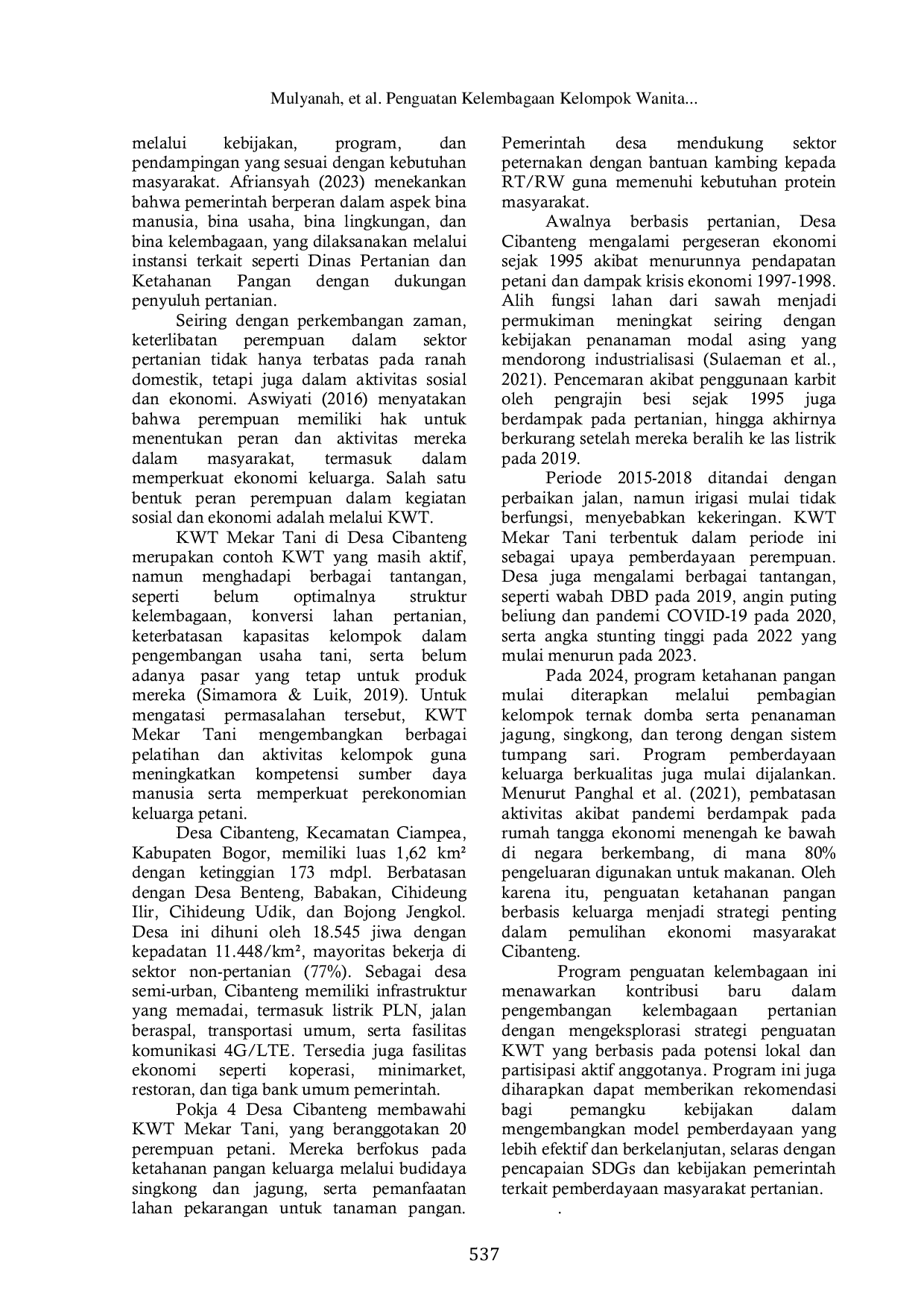 JURIS Penguatan Kelembagaan Kelompok Wanita Tani dalam Mendorong Perekonomian Keluarga Petani