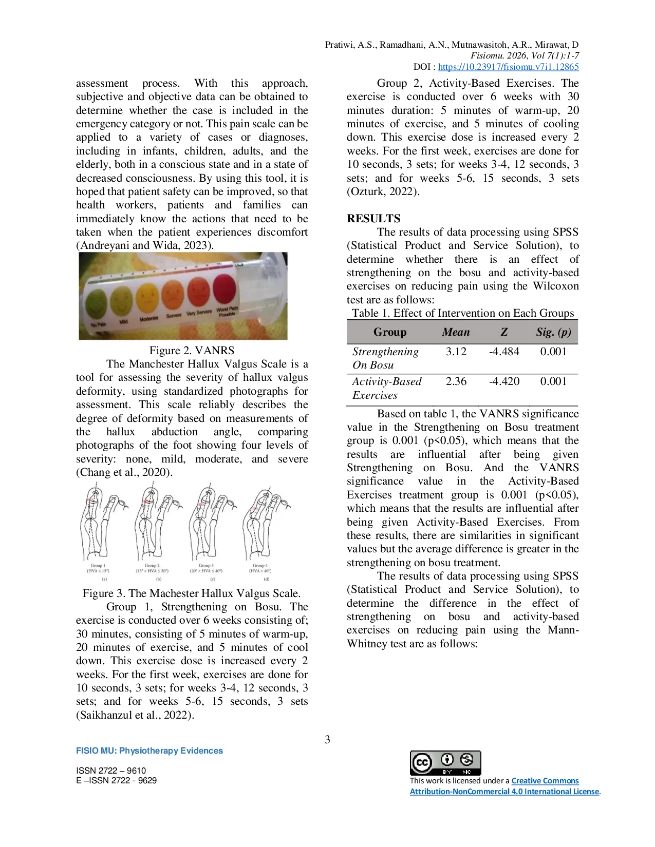 JURIS Differences in the Effects of Strengthening on Bosu and Activity Based Exercises on Hallux Valgus Pain