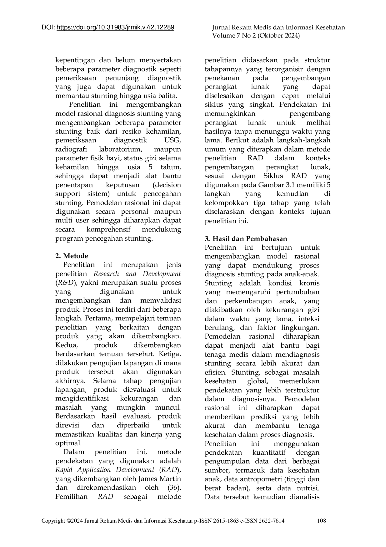 JURIS Rational Modelling to Support Stunting Diagnosis Rational Modelling to Support Stunting Diagnosis