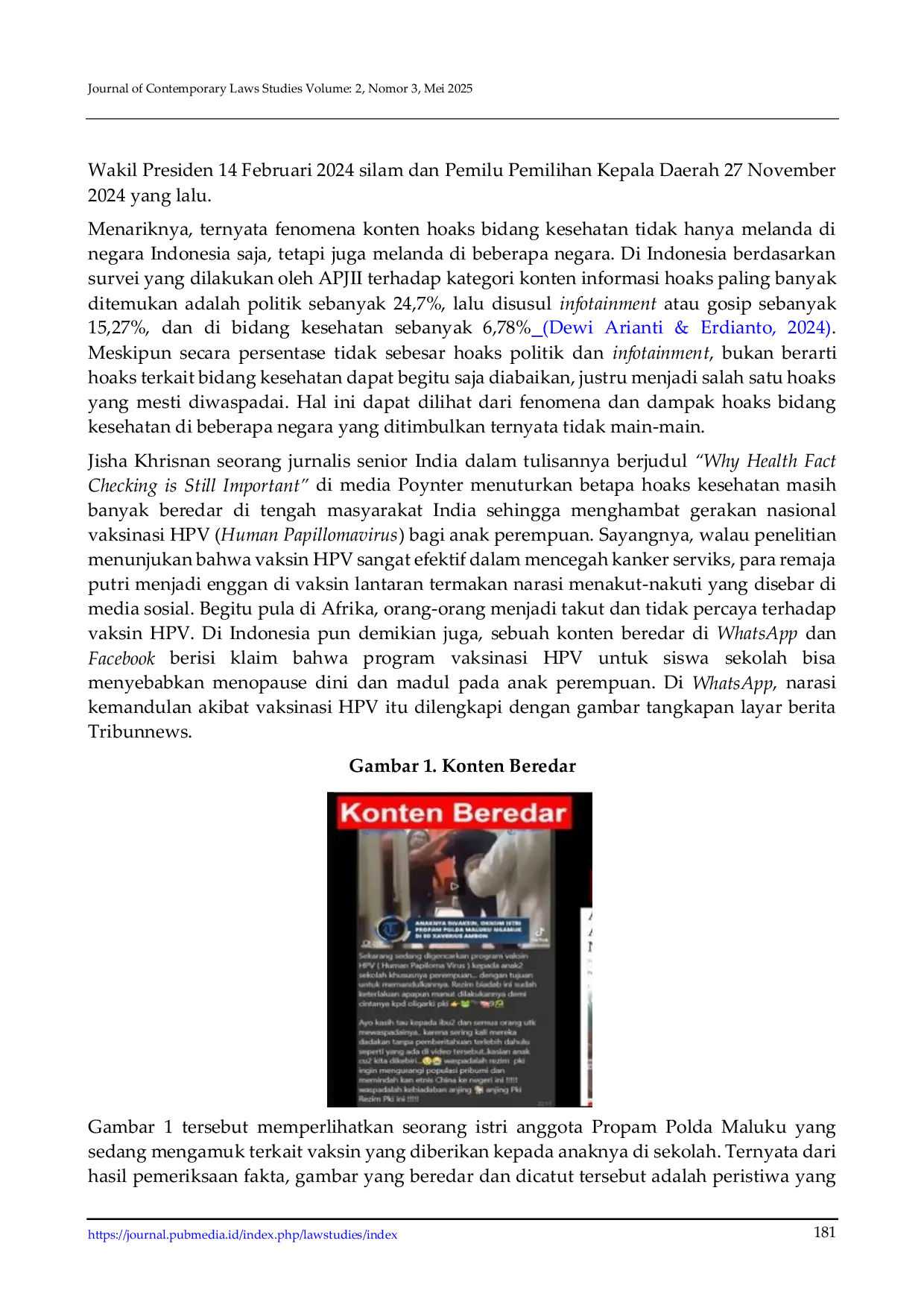 JURIS Fenomena Hoaks Bidang Kesehatan Sebagai Kejahatan di Dunia Mayantara