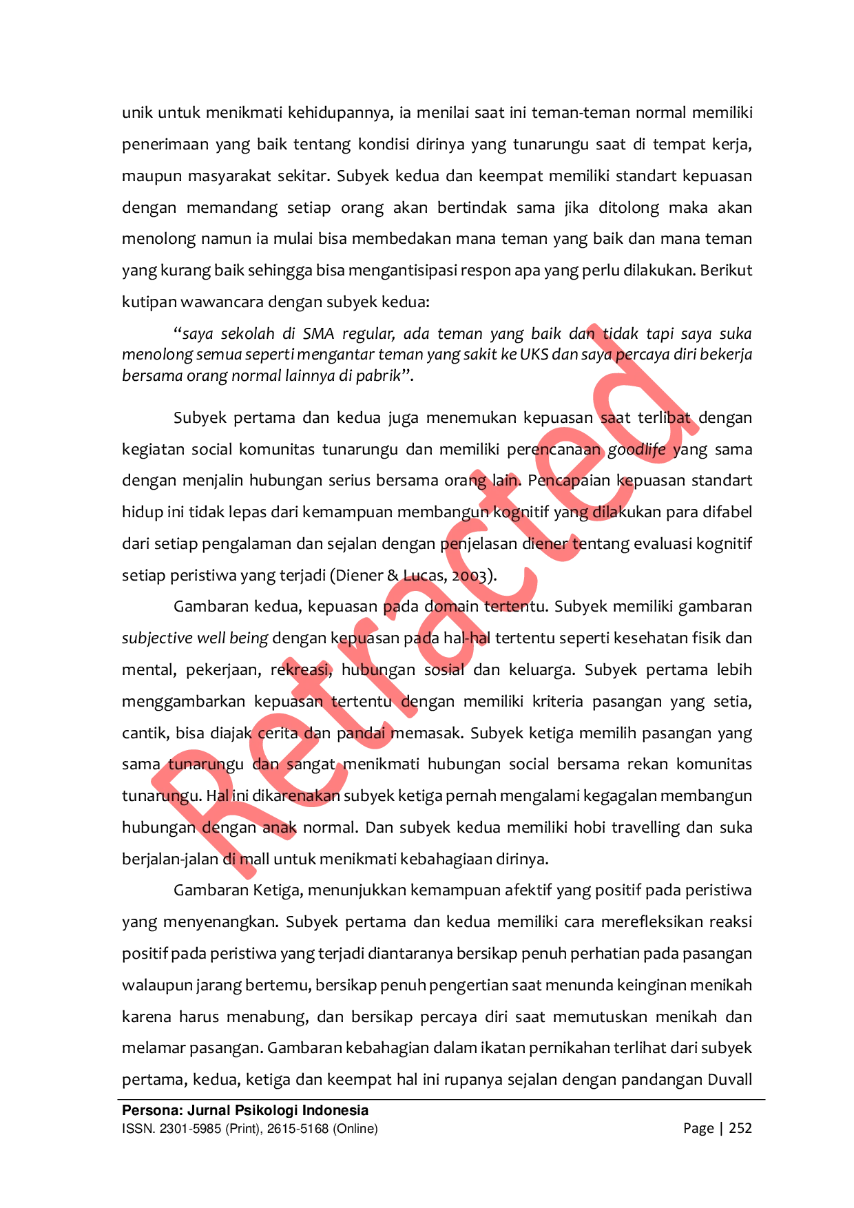 JURIS Retracted Subjective Well Being pada Tunarungu Dewasa