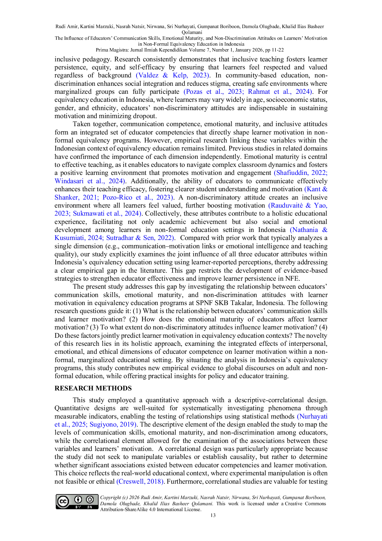 JURIS The Influence of Educators Communication Skills Emotional Maturity and Non Discrimination Attitudes on Learners Motivation in Non Formal Equivalency Education in Indonesia