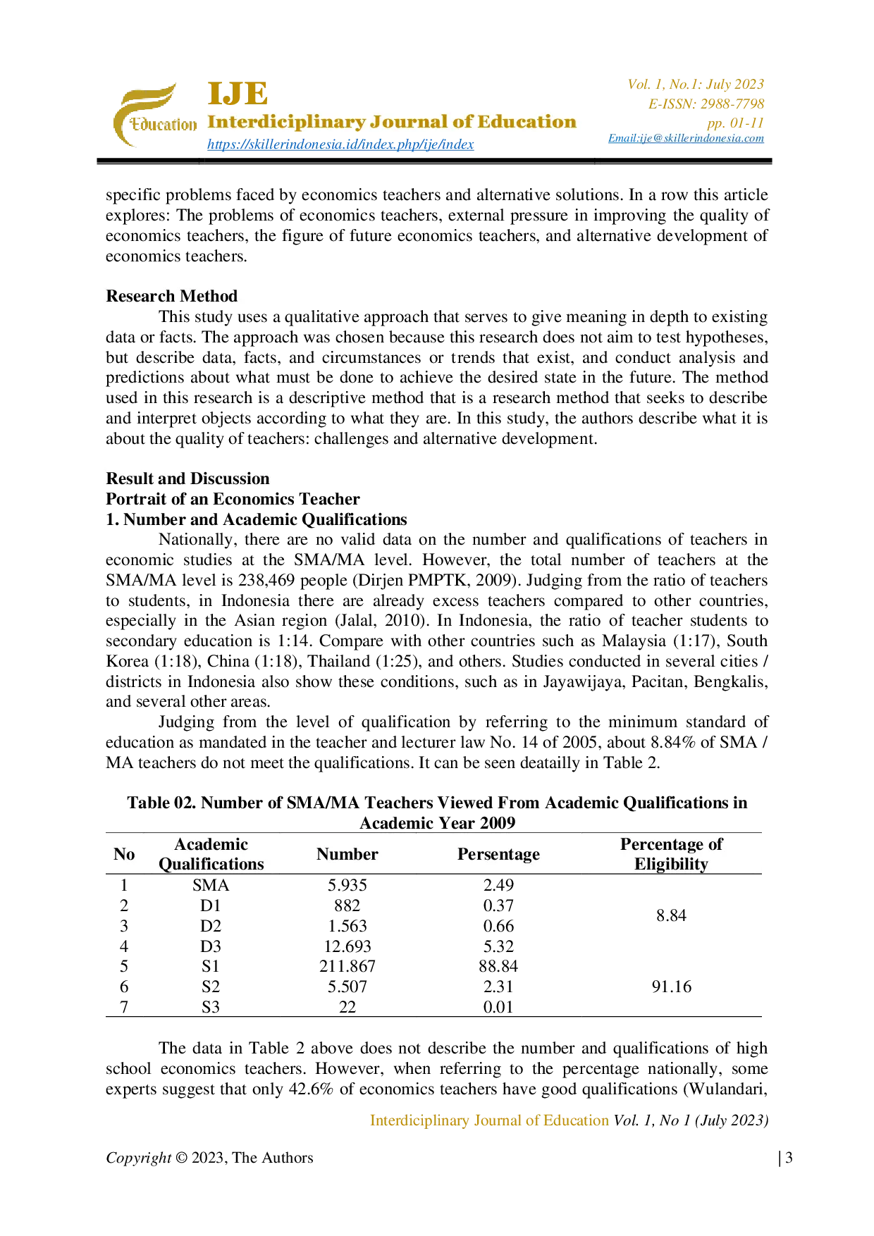 JURIS Economics Teacher Quality Challenges and Alternative Development