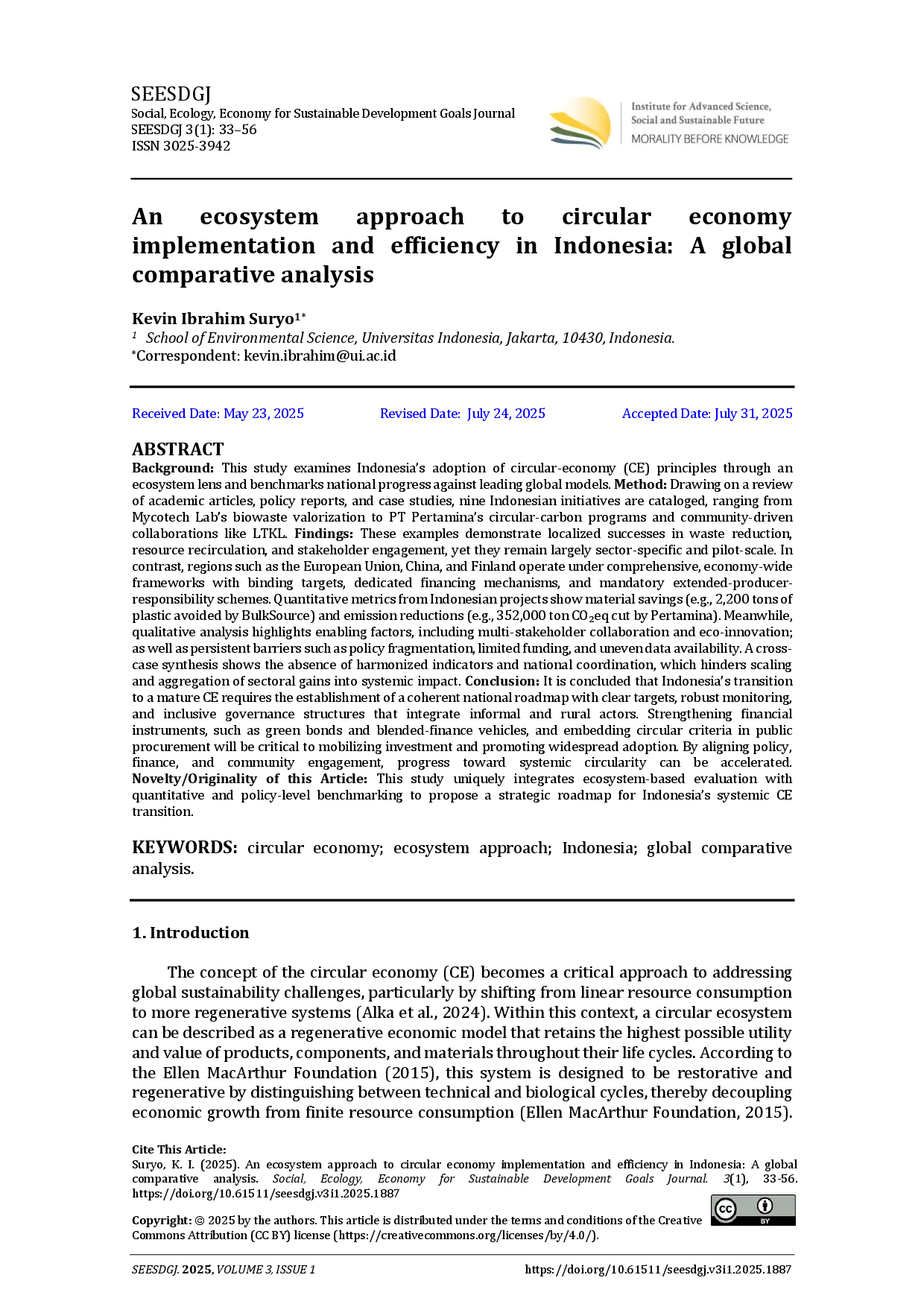 juris An ecosystem approach to circular economy implementation and efficiency A global comparative analysis