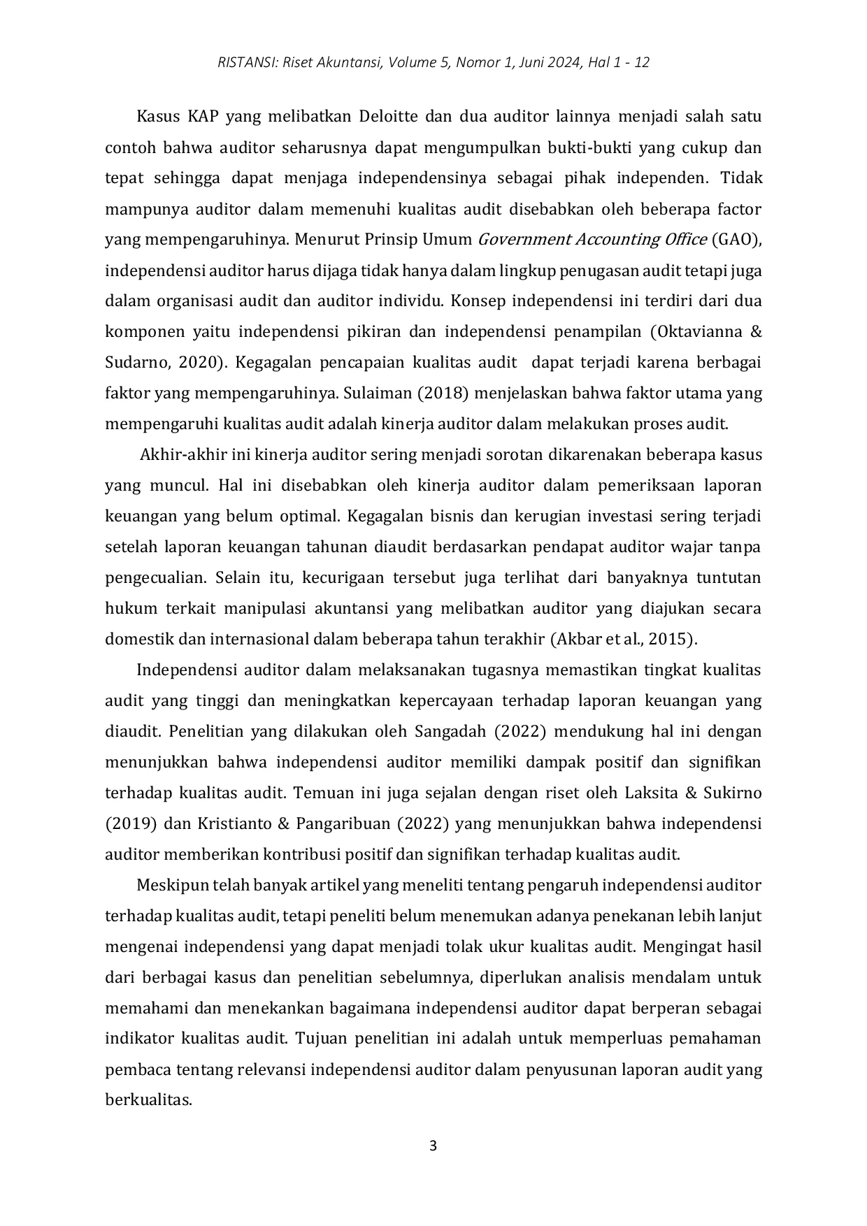 JURIS Ketika Independensi Menjadi Tolak Ukur Kualitas Audit