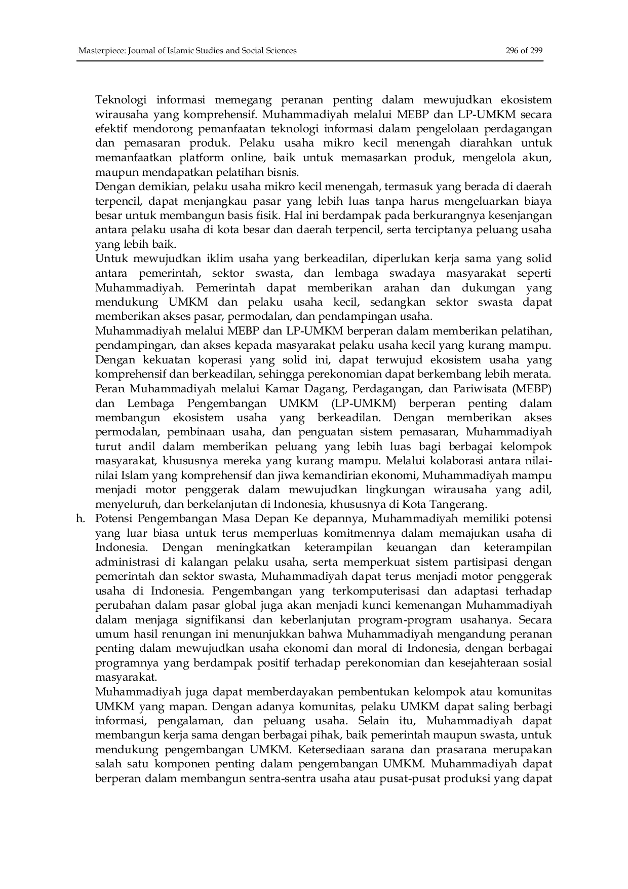 JURIS Peran Muhammadiyah dalam Pengembangan Kewirausahaan di Kota Tangerang