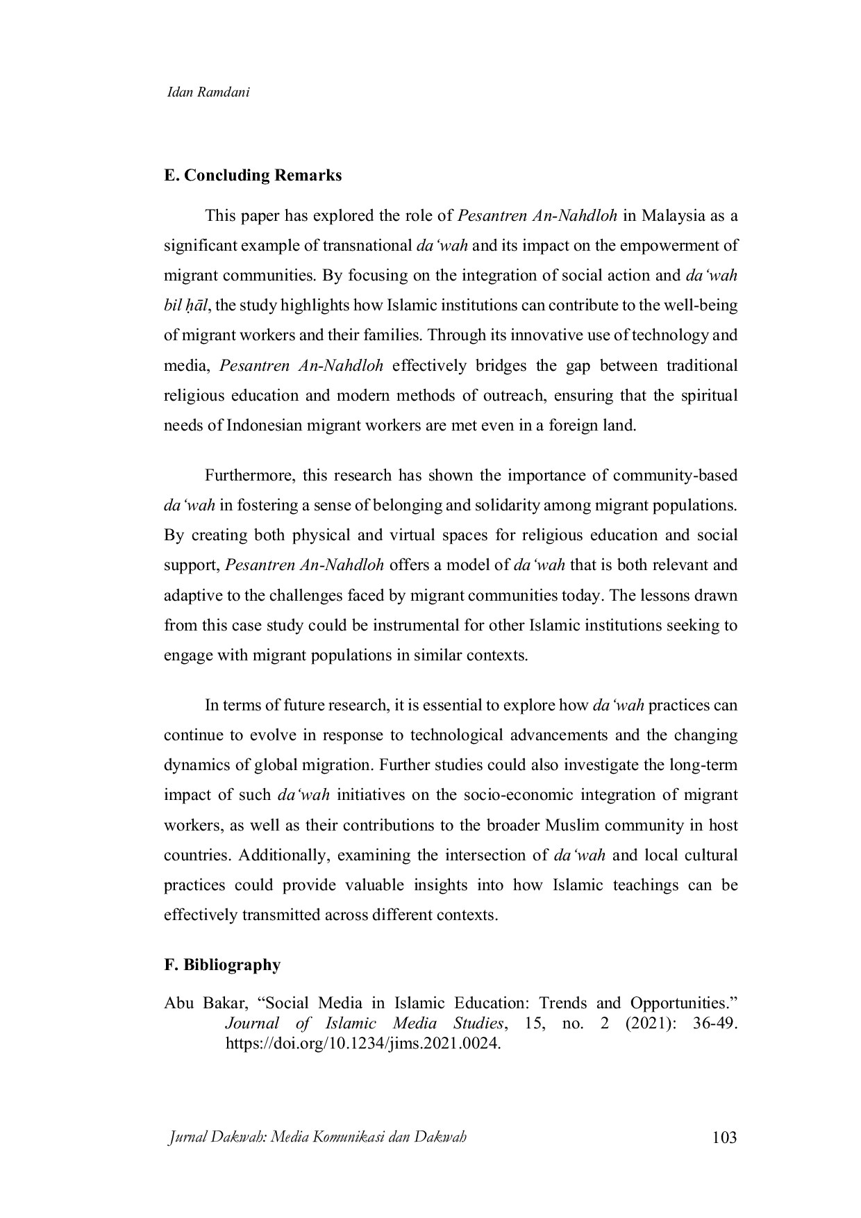 JURIS Transnational Da wah and Migrant Community Empowerment A Case Study of Pesantren An Nahdloh in Malaysia