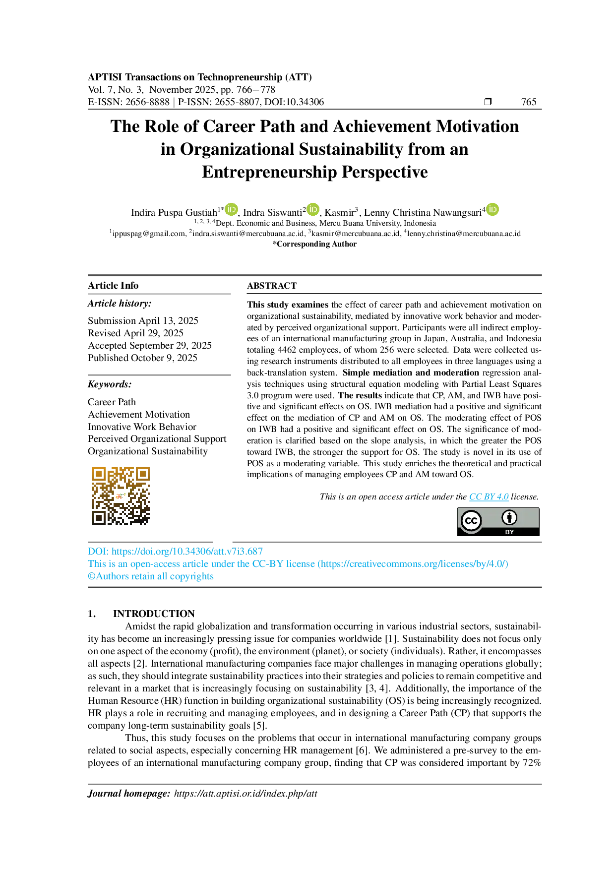 JURIS The Role of Career Path and Achievement Motivation in Organizational Sustainability from an Entrepreneurship Perspective