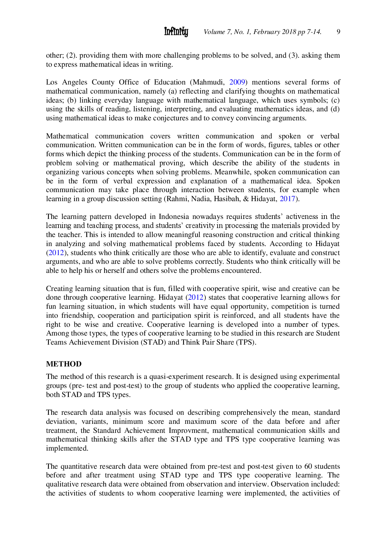 juris A Comparison Between STAD Type and TPS Type Cooperative Learning in Middle School Students Geometry Learning