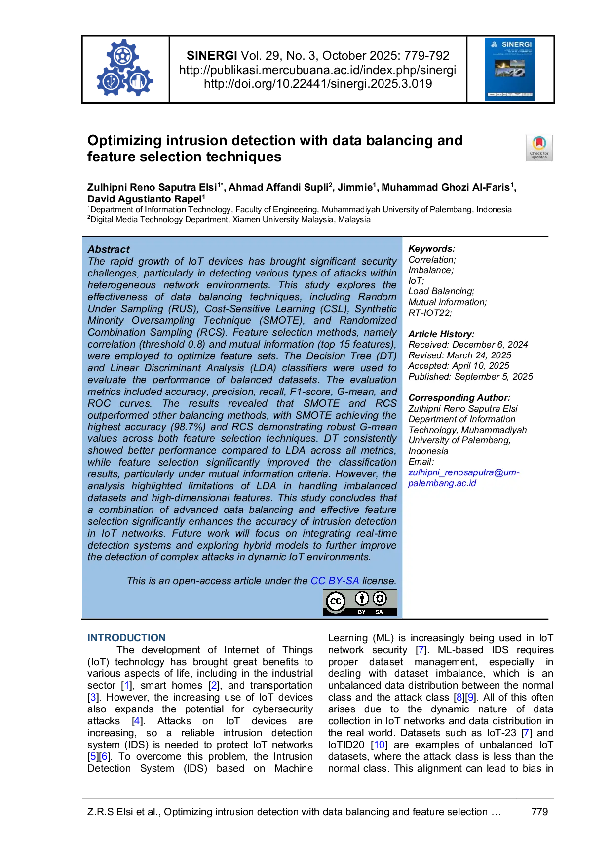 JURIS Optimizing intrusion detection with data balancing and feature selection techniques