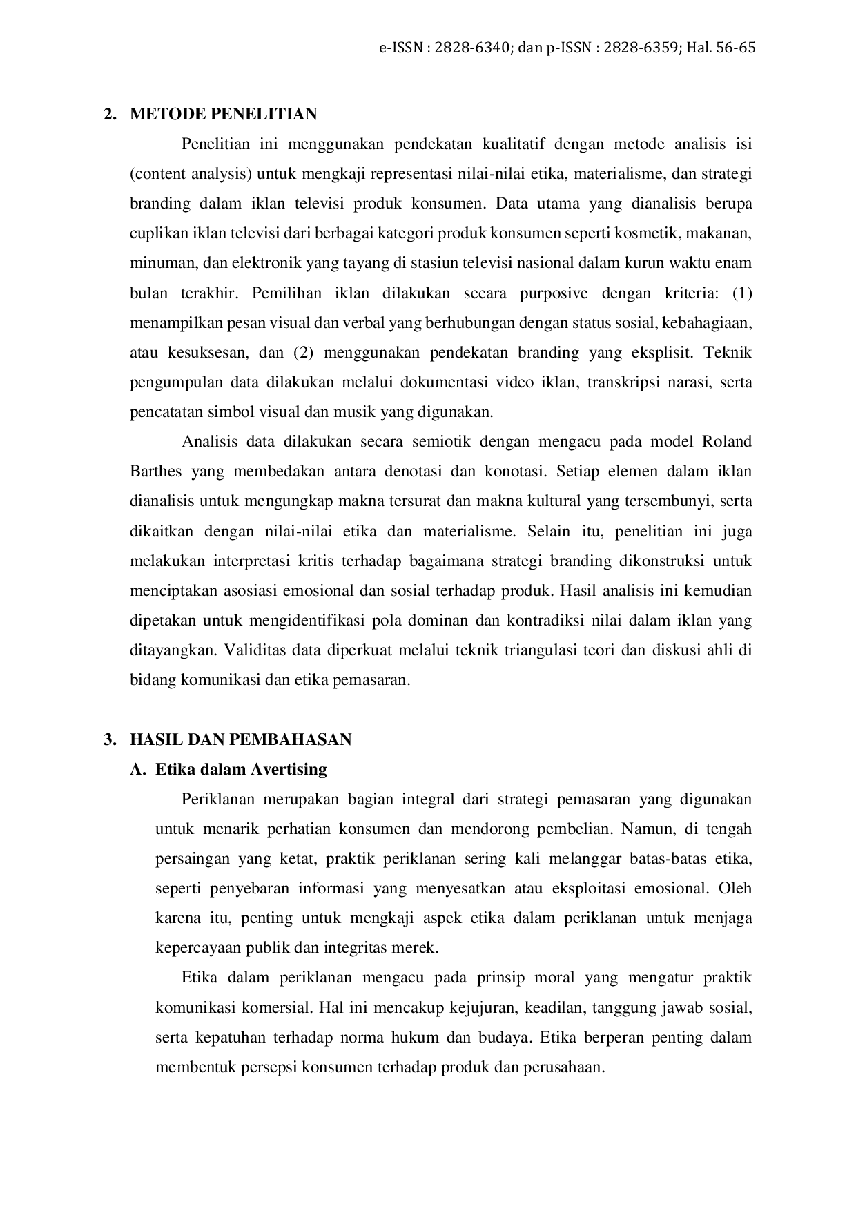 JURIS Persimpangan Etika Materialisme dan Branding dalam Iklan Televisi Produk Konsumen