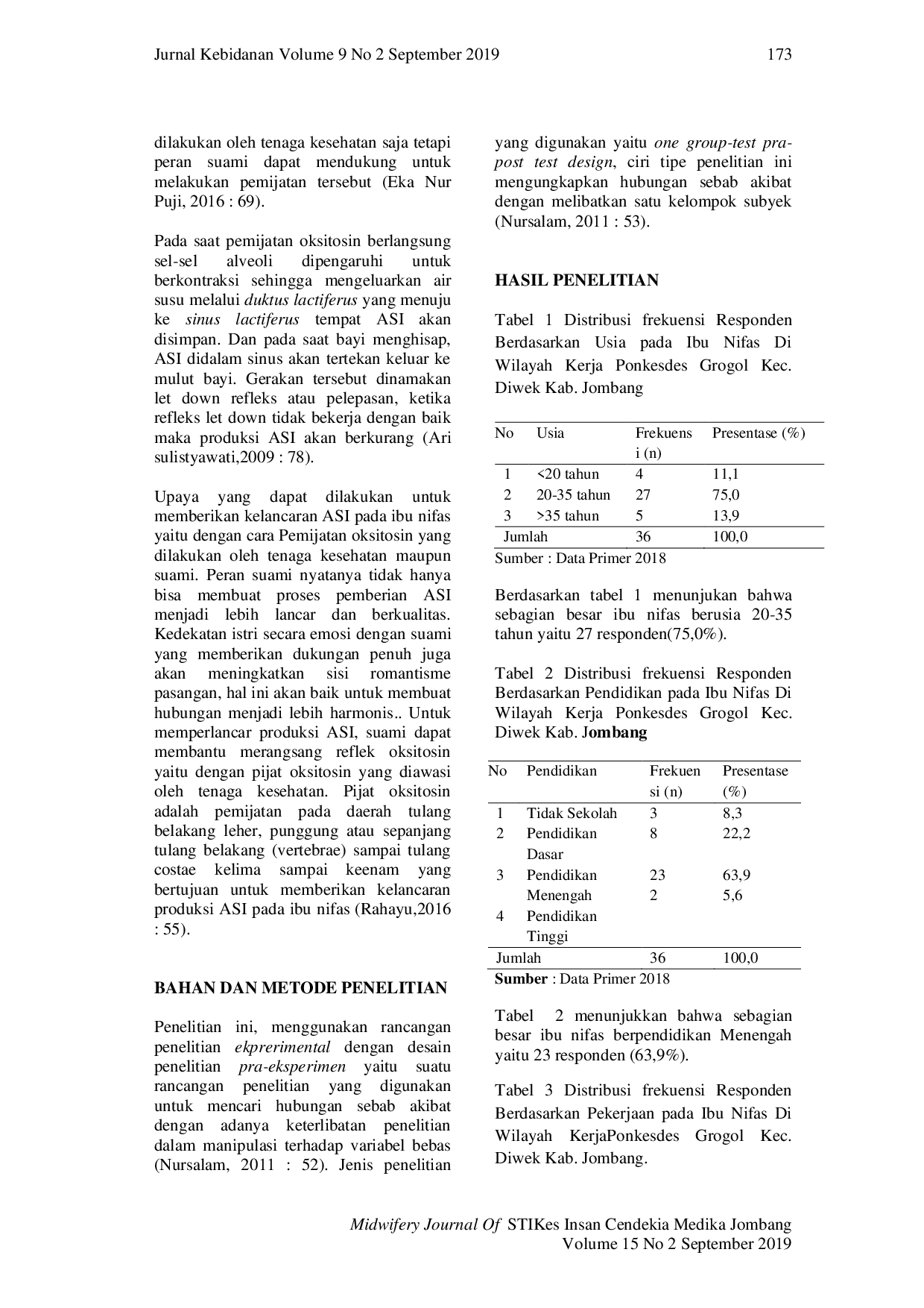 juris Pengaruh Peran Suami dalam Melakukan Pijat Oksitosin terhadap Kelancaran ASI pada Ibu Nifas