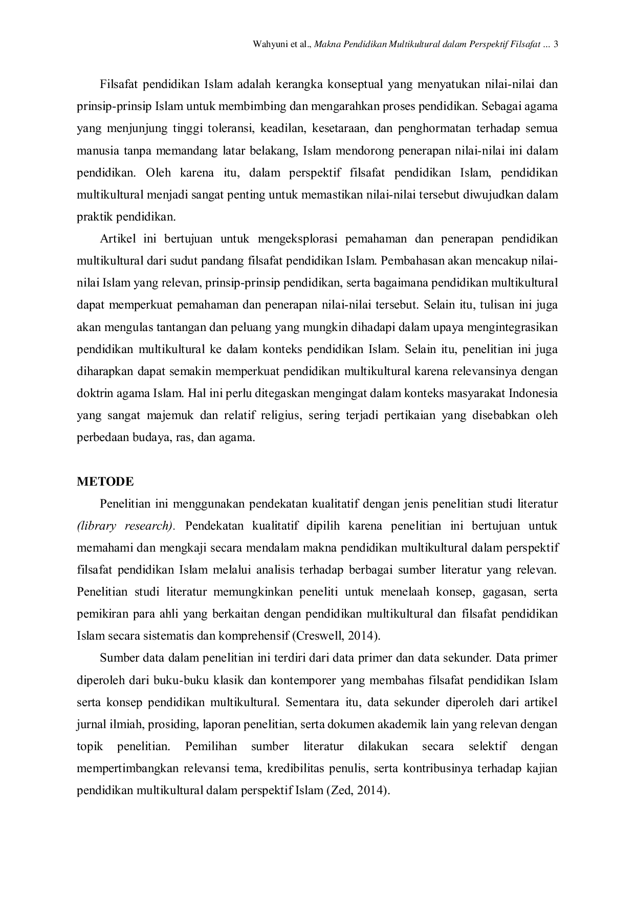 JURIS Makna Pendidikan Multikultural dalam Perspektif Filsafat Pendidikan Islam Studi Literatur