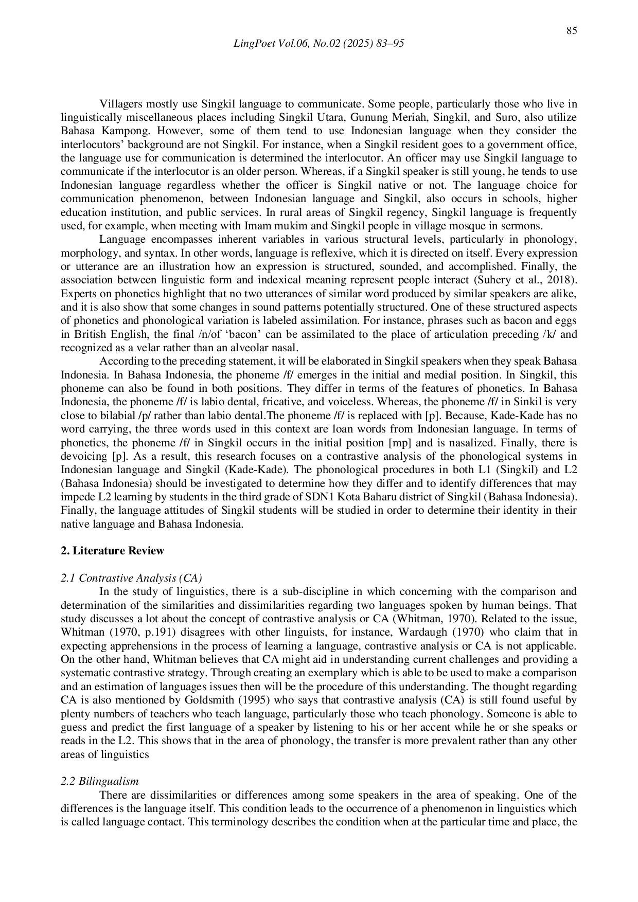 JURIS Phonological Contrasts in Bahasa Indonesia and Singkil Language Variability and Identity among Singkils