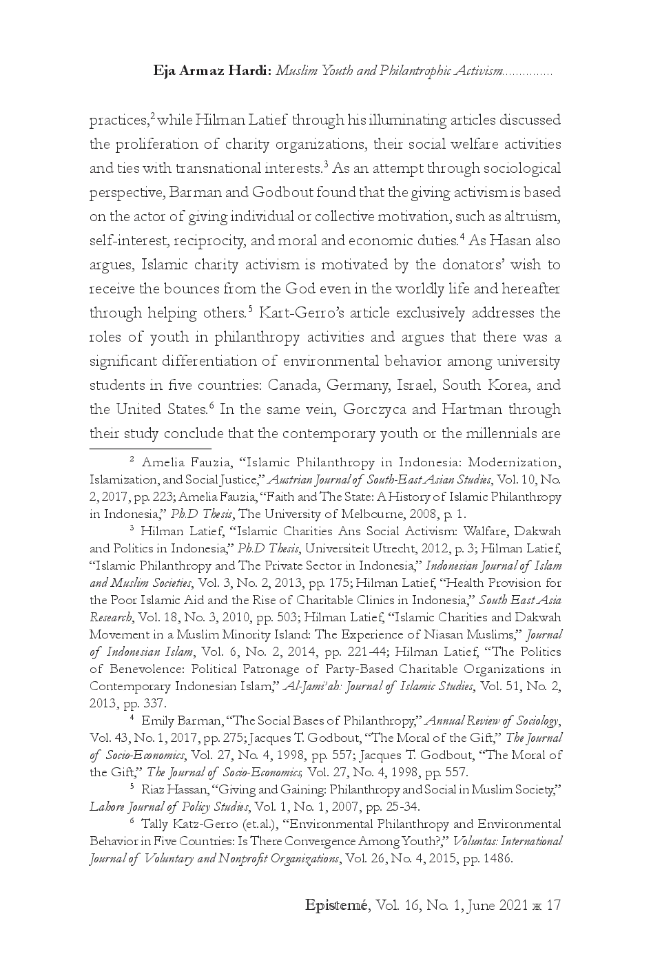 juris MUSLIM YOUTH AND PHILANTROPHIC ACTIVISM The Case of Tangan Recehan and Griya Derma