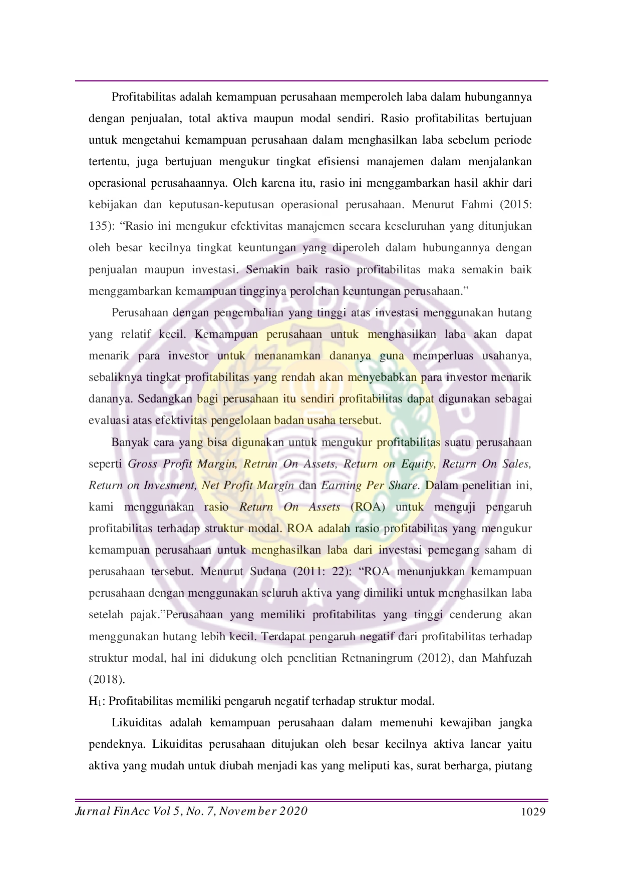 JURIS Pengaruh Profitabilitas Likuiditas Ukuran Perusahaan Dan Risiko Bisnis Terhadap Struktur Modal Pada Perusahaan Sektor Industri Barang Konsumsi Di Bursa Efek Indonesia