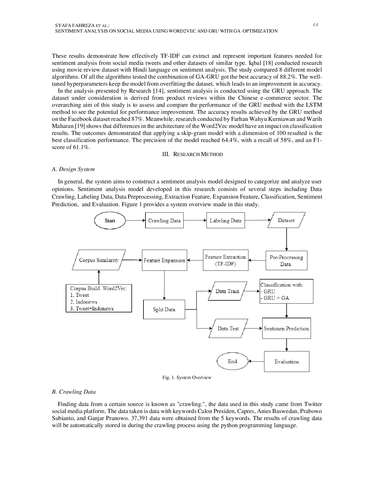JURIS Sentiment Analysis on Social Media Using Word2Vec and Gated Recurrent Unit GRU with Genetic Algorithm Optimization