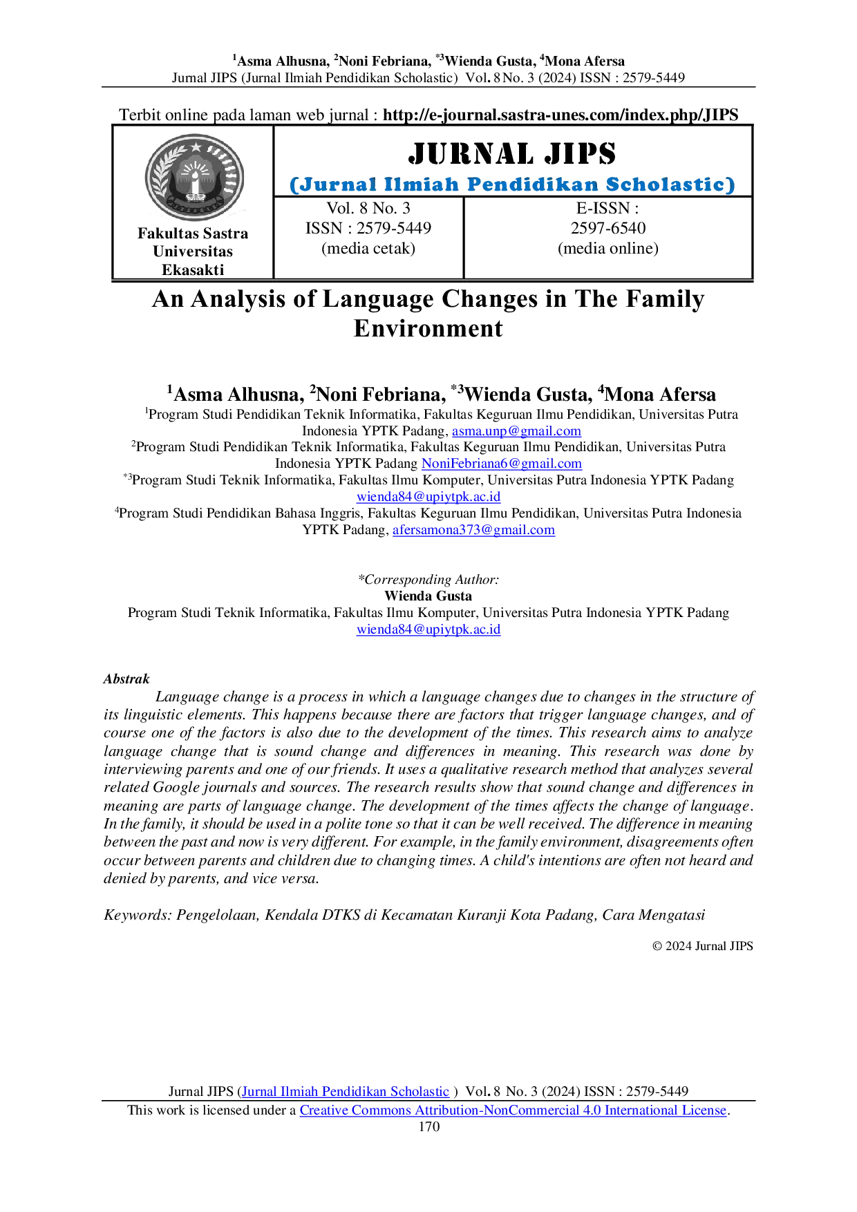 JURIS An Analysis of Language Changes in the Family Environment