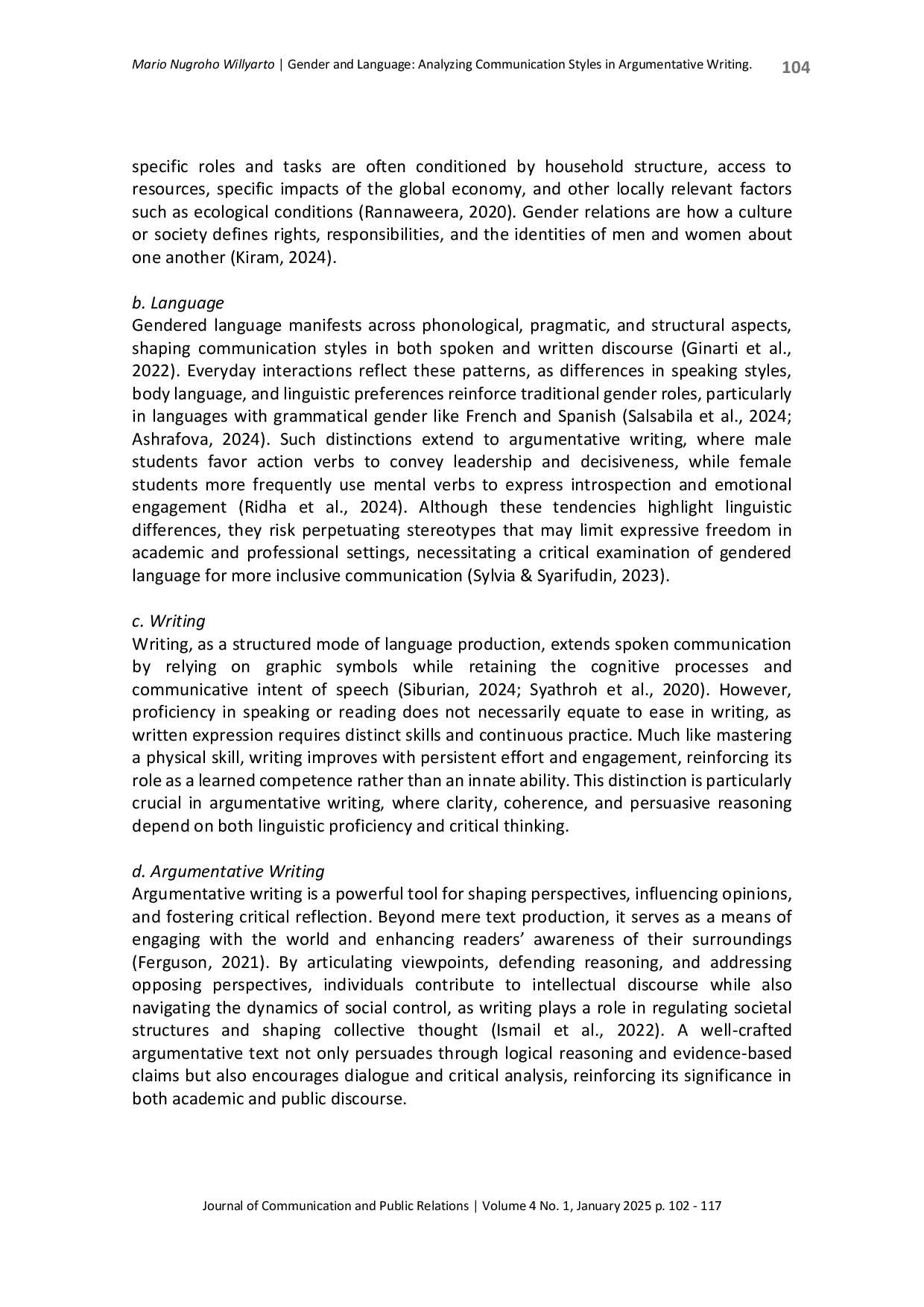 JURIS Gender and Language Analyzing Communication Styles in Argumentative Writing