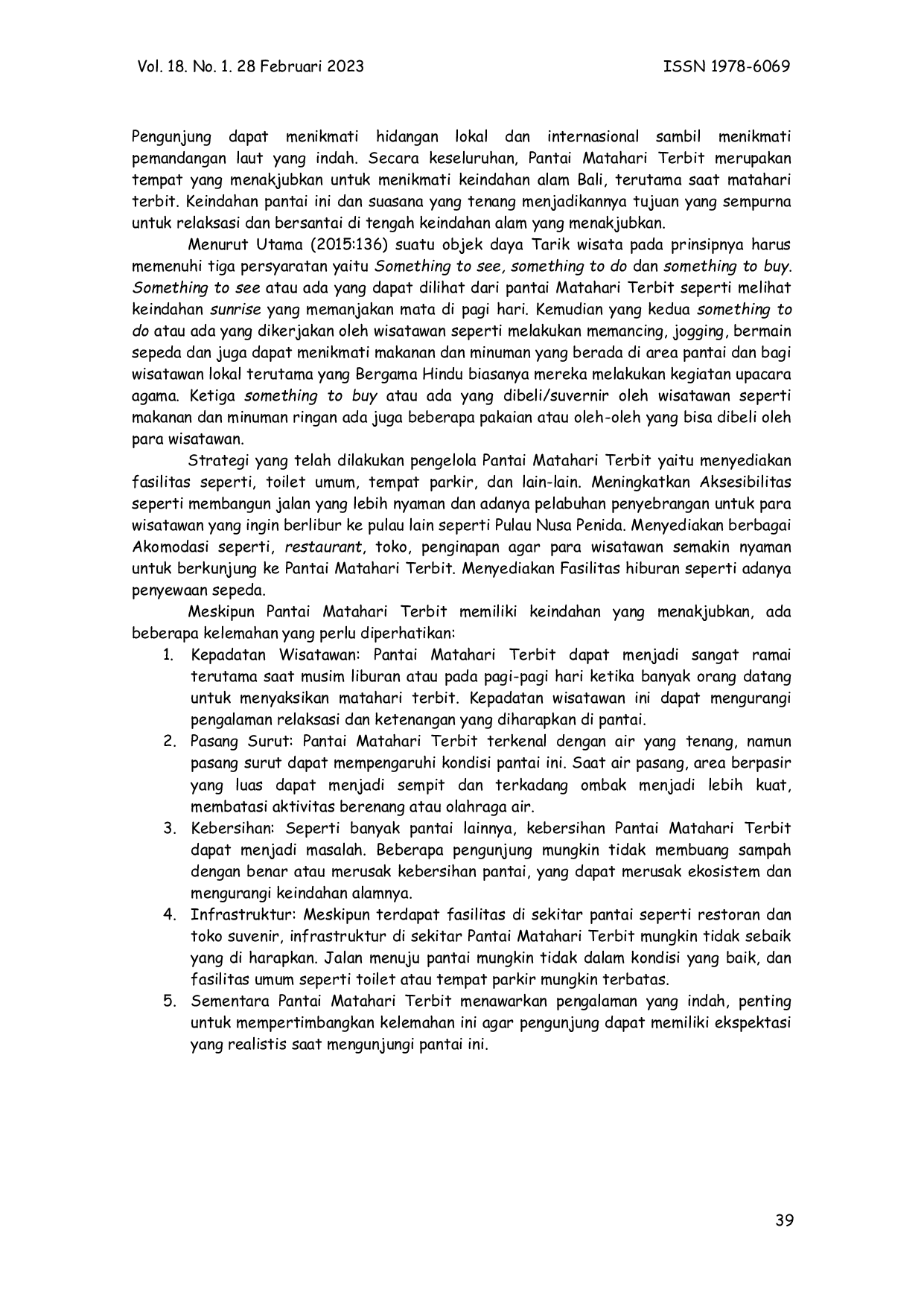 JURIS Strategi Pengembangan Daya Tarik Wisata Pantai Matahari Terbit Di Sanur Kota Denpasar