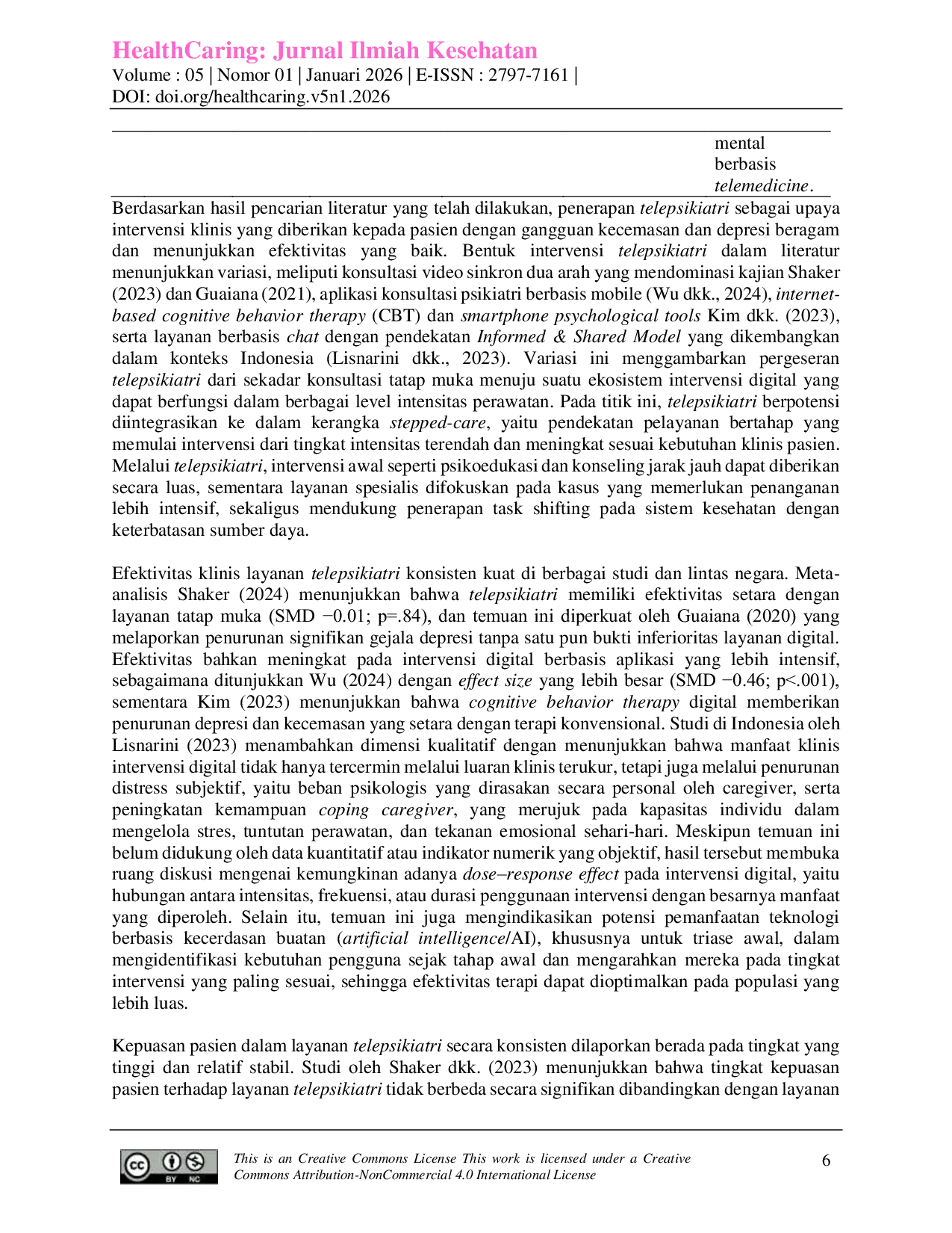 JURIS Telepsikiatri sebagai Inovasi Layanan terhadap Gangguan Cemas dan Depresi Literature Review