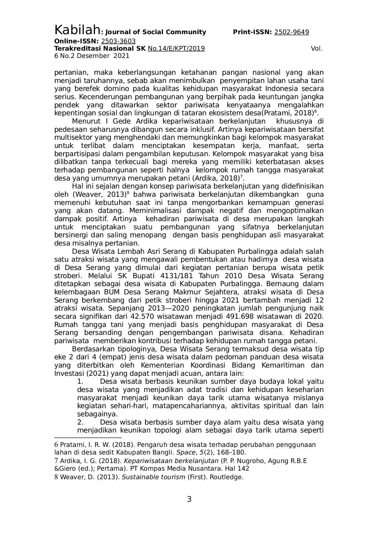 JURIS Desa Wisata Sebagai Penghidupan Berkelanjutan Bagi Petani