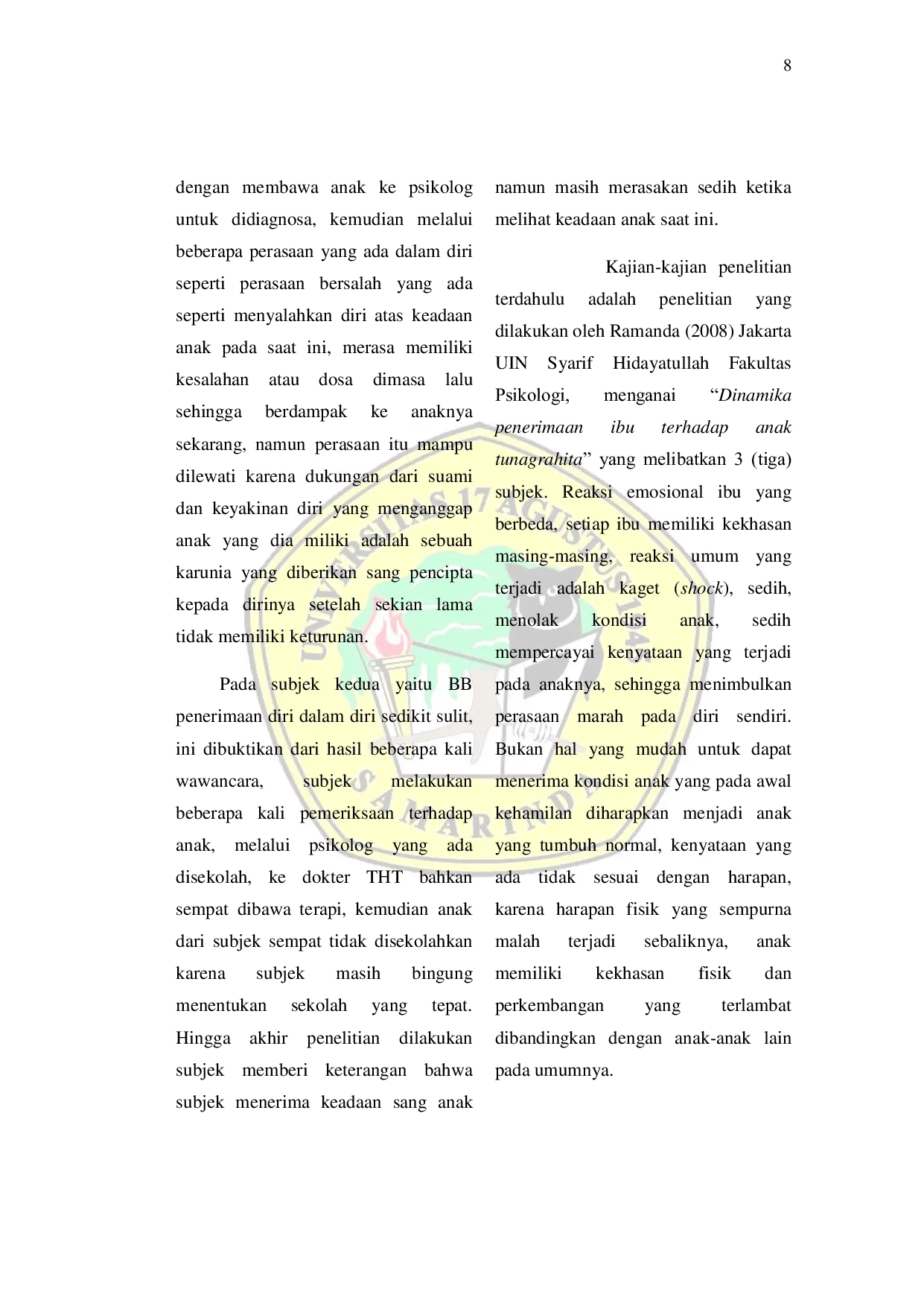 JURIS Penerimaan Diri Pada Ibu Yang Memiliki Anak Tunagrahita Berat Severe