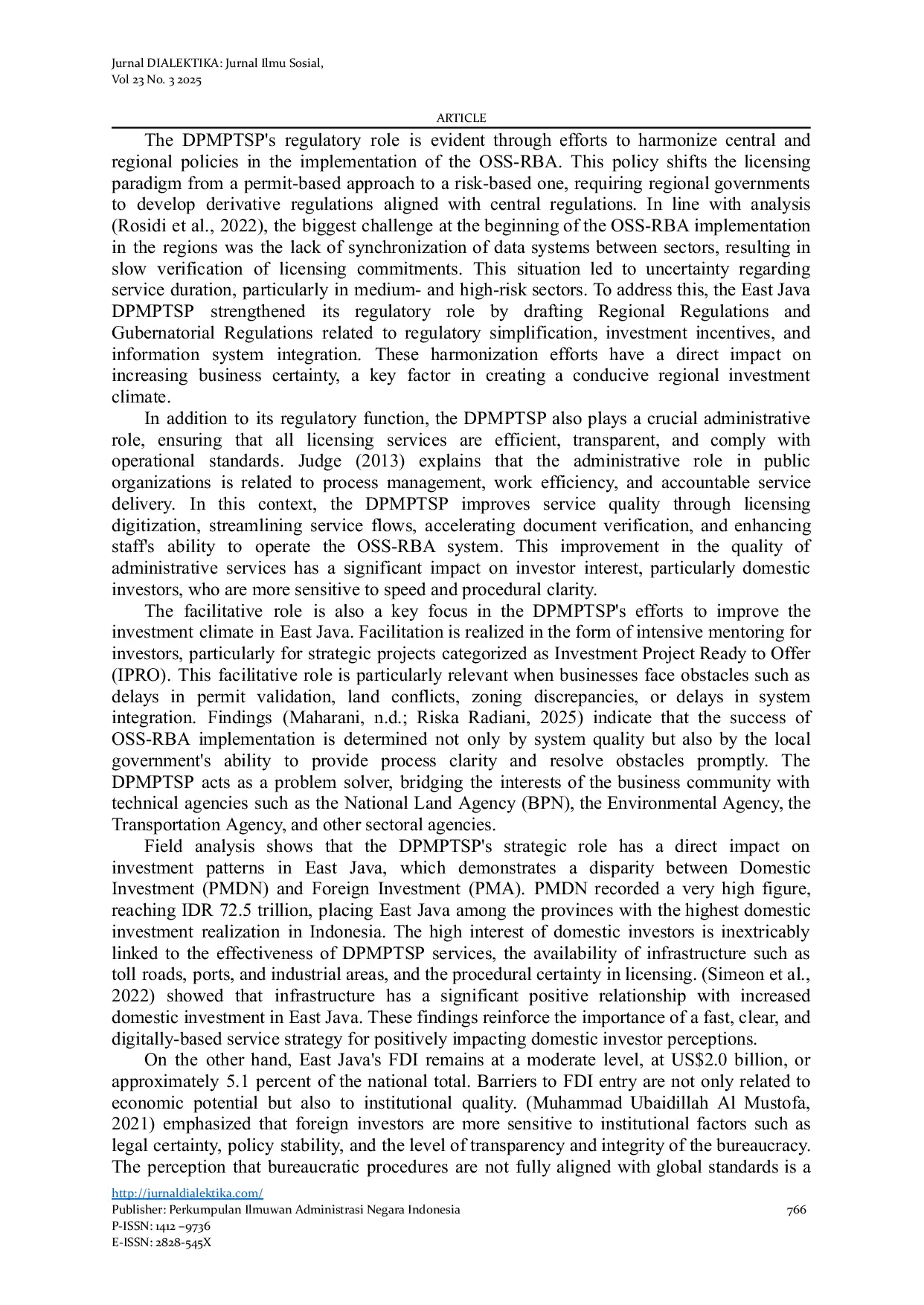 JURIS The Strategic Role of Dpmptsp of East Java Province in Improving the Regional Investment Climate