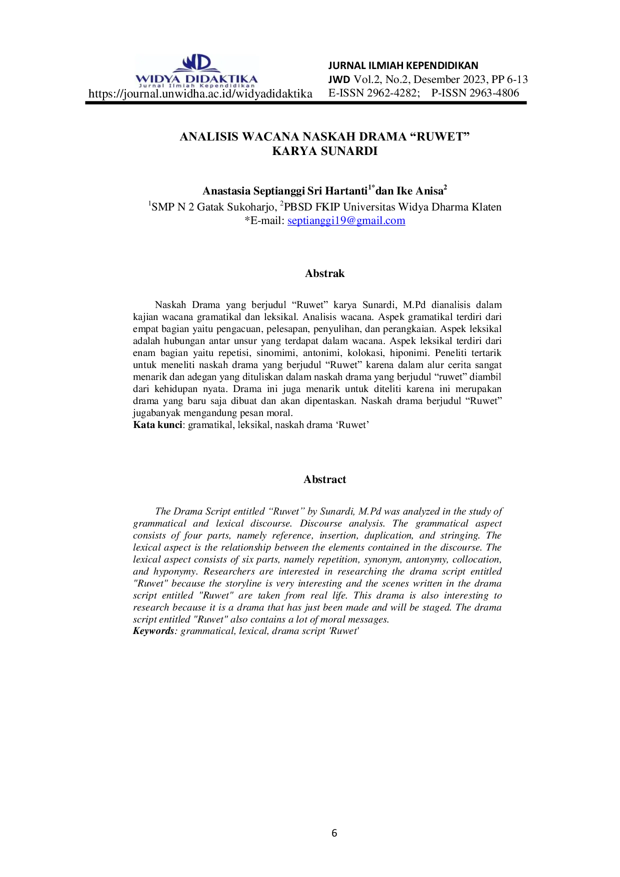 JURIS Analisis Wacana Naskah Drama Ruwet Karya Sunardi