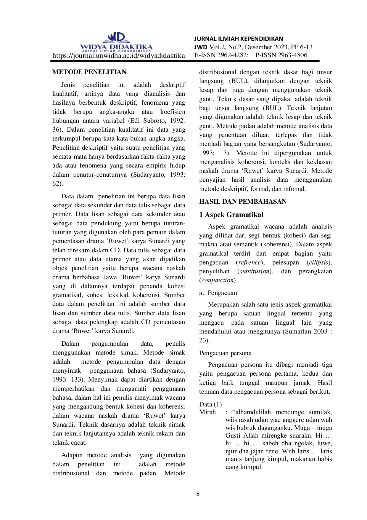 JURIS Analisis Wacana Naskah Drama Ruwet Karya Sunardi