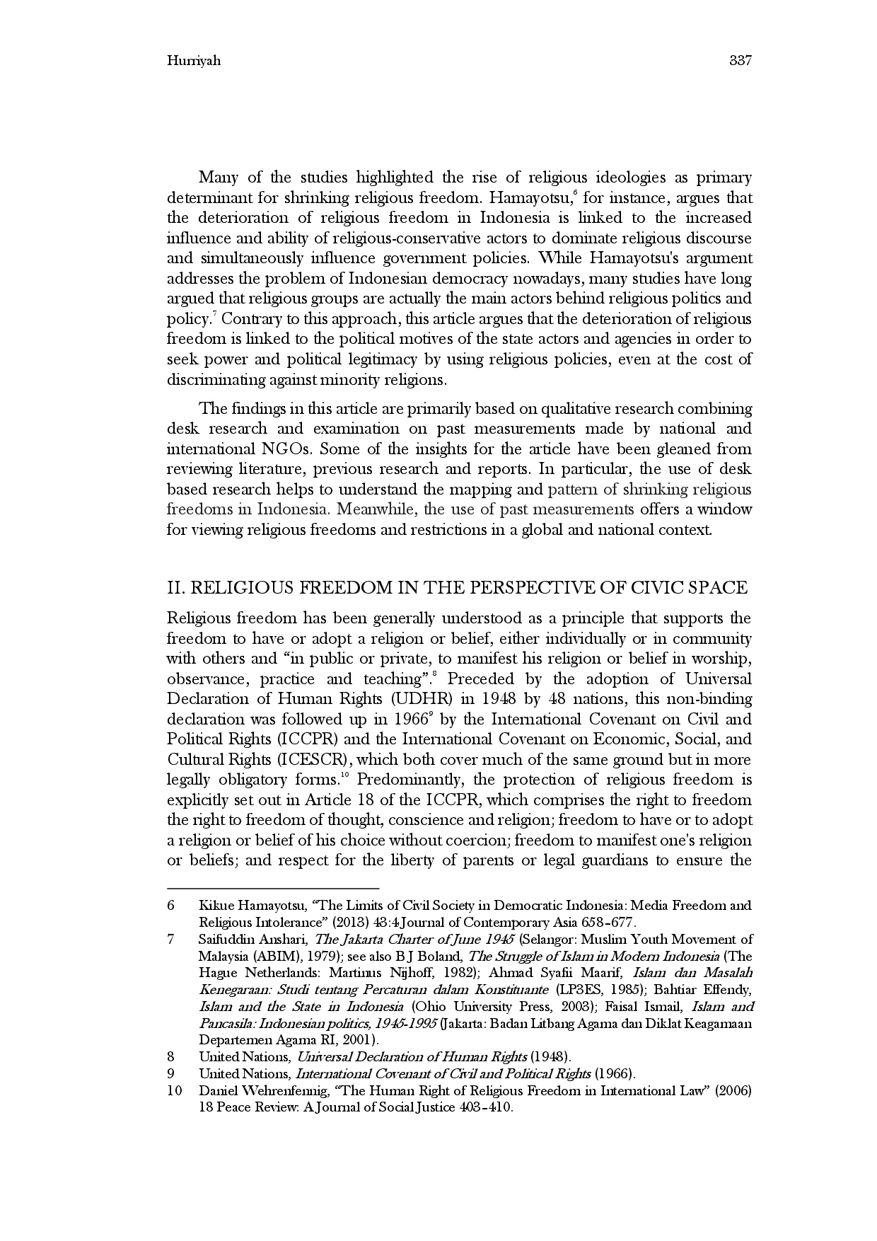 juris Dynamics of Shrinking Religious Freedom in Post Reformasi in Indonesia