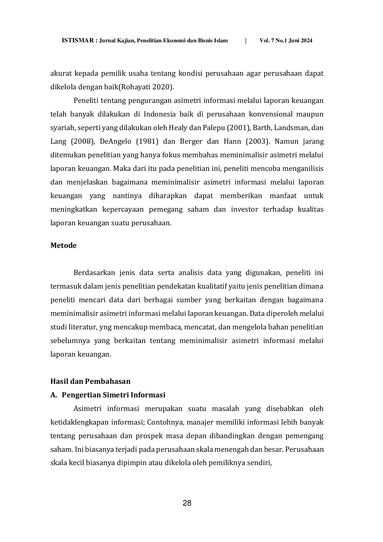 JURIS Meminimalisir Asimetri Informasi Melalui Laporan Keuangan Studi Literatur