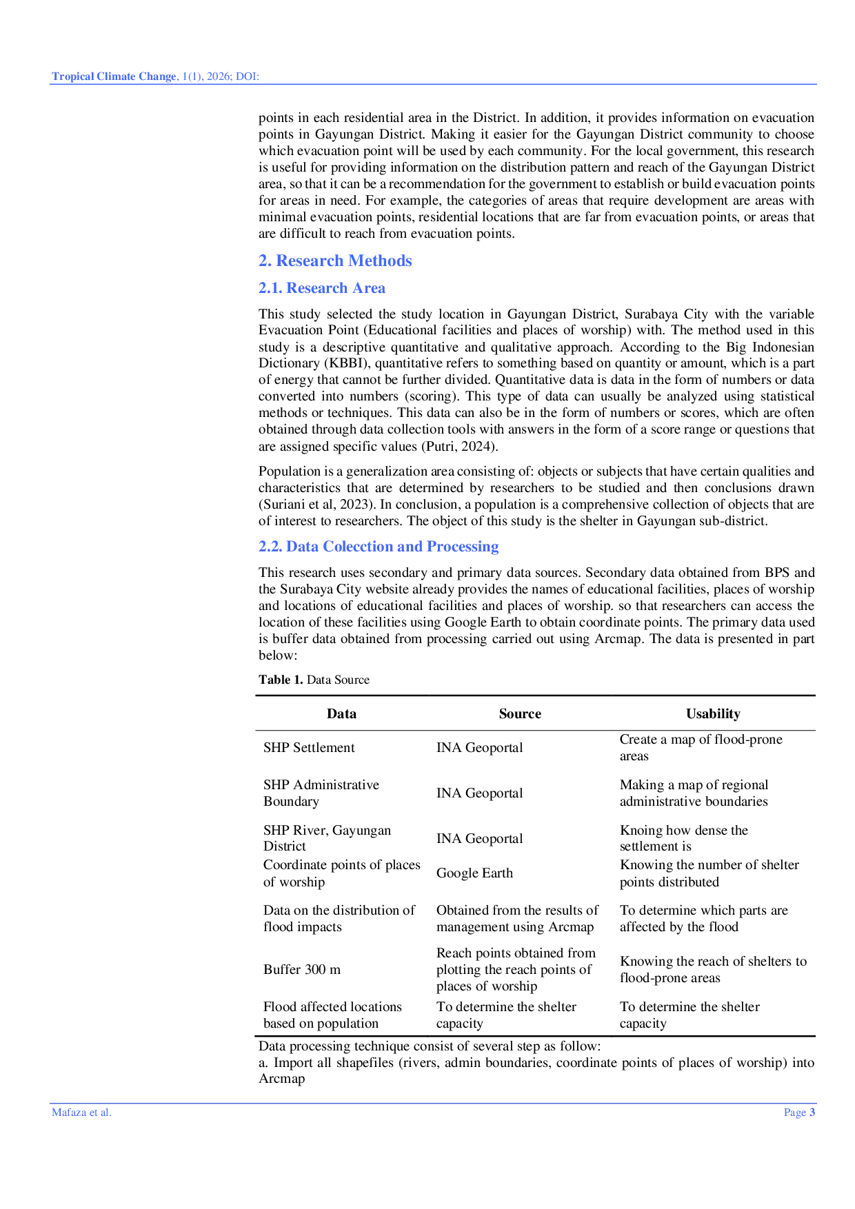 JURIS Flood Vulnerability and Mapping of Flood Evacuation Point District in Gayungan District Surabaya City Using a Geographic Information System