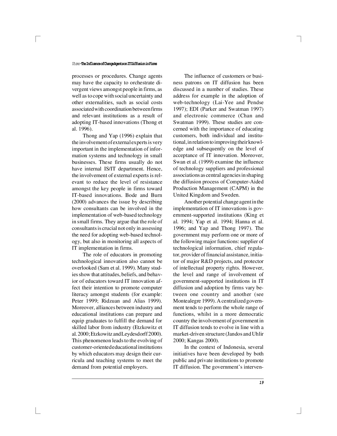 juris Pengaruh Agen Perubahan terhadap Difusi Teknologi Informasi dalam Perusahaan