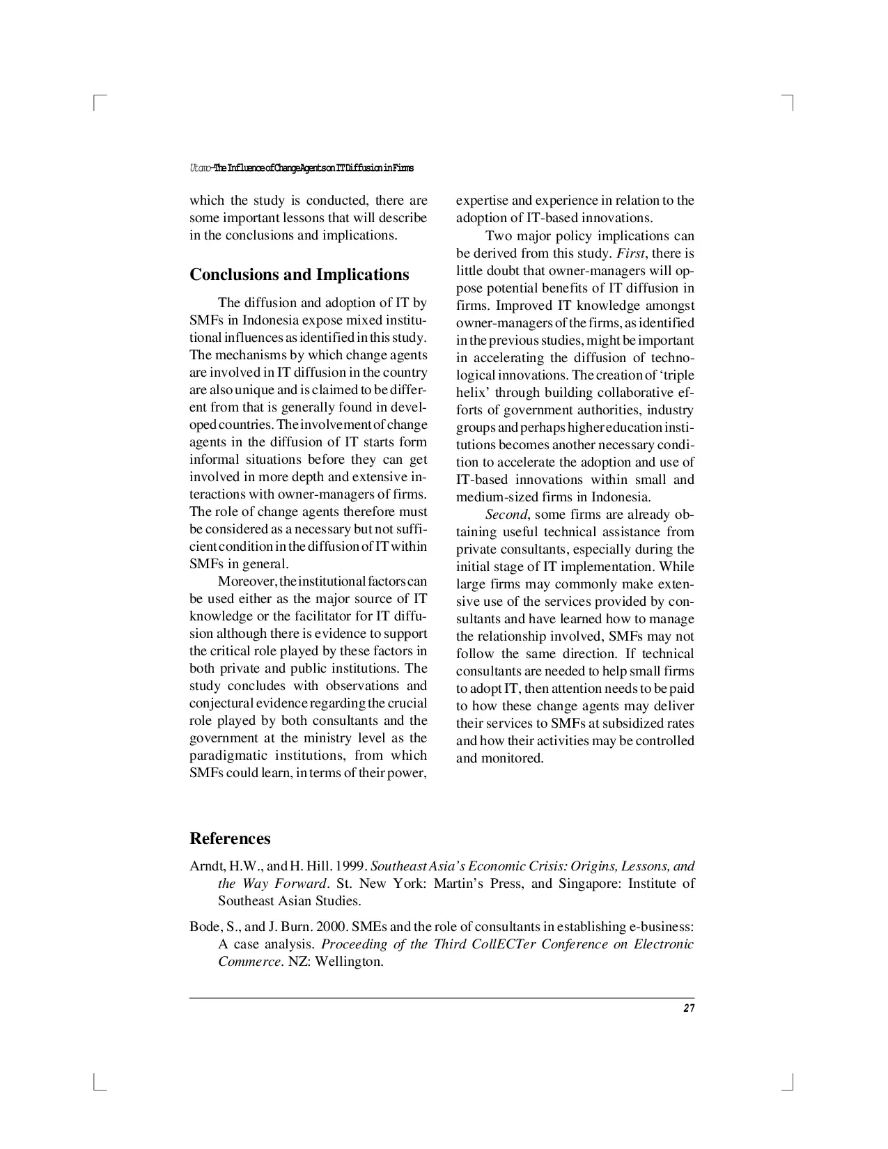 juris Pengaruh Agen Perubahan terhadap Difusi Teknologi Informasi dalam Perusahaan