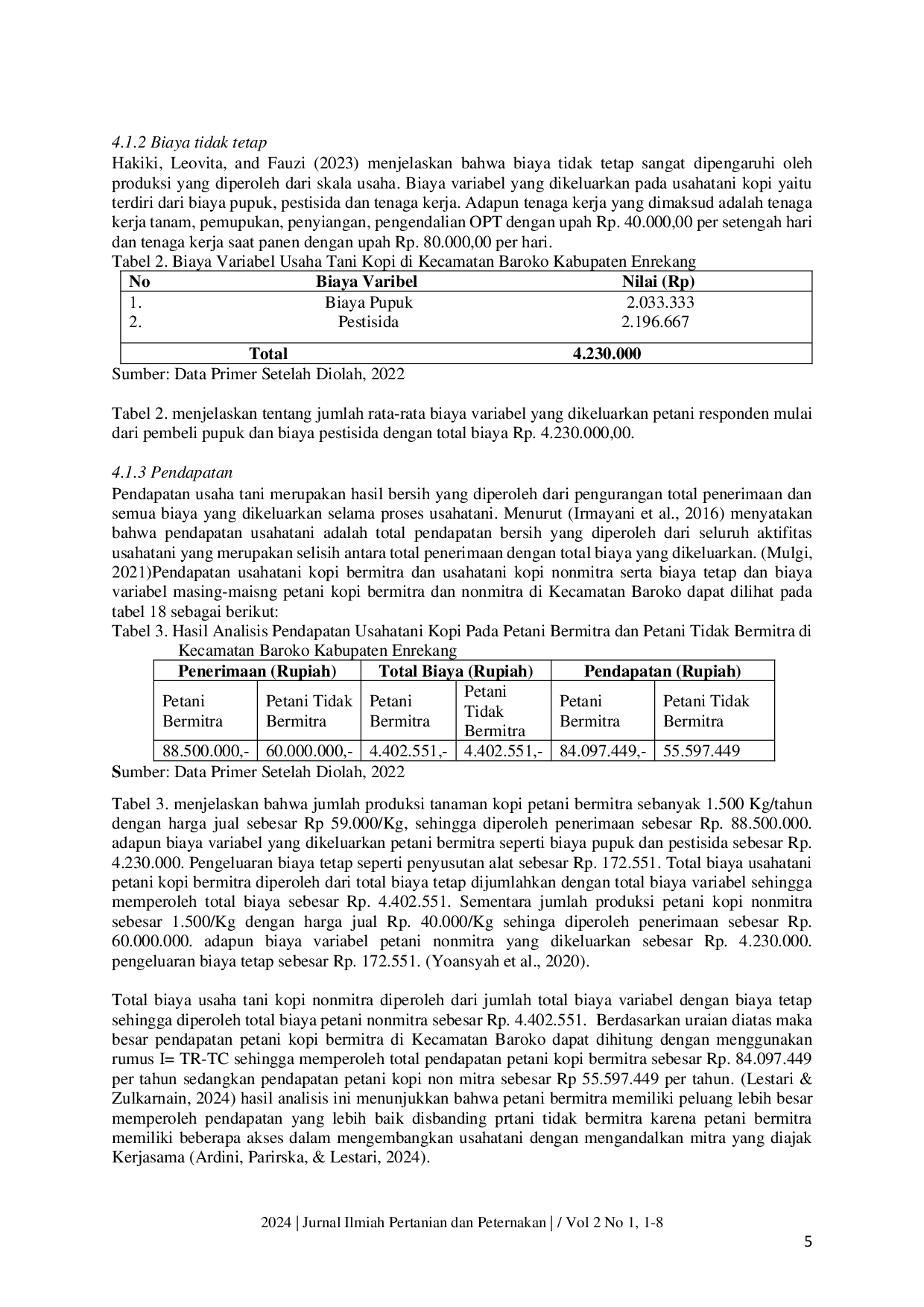 JURIS Analisis Kemitraan dan Potensi Ekonomi terhadap peningkatan pendapatan Petani Kopi