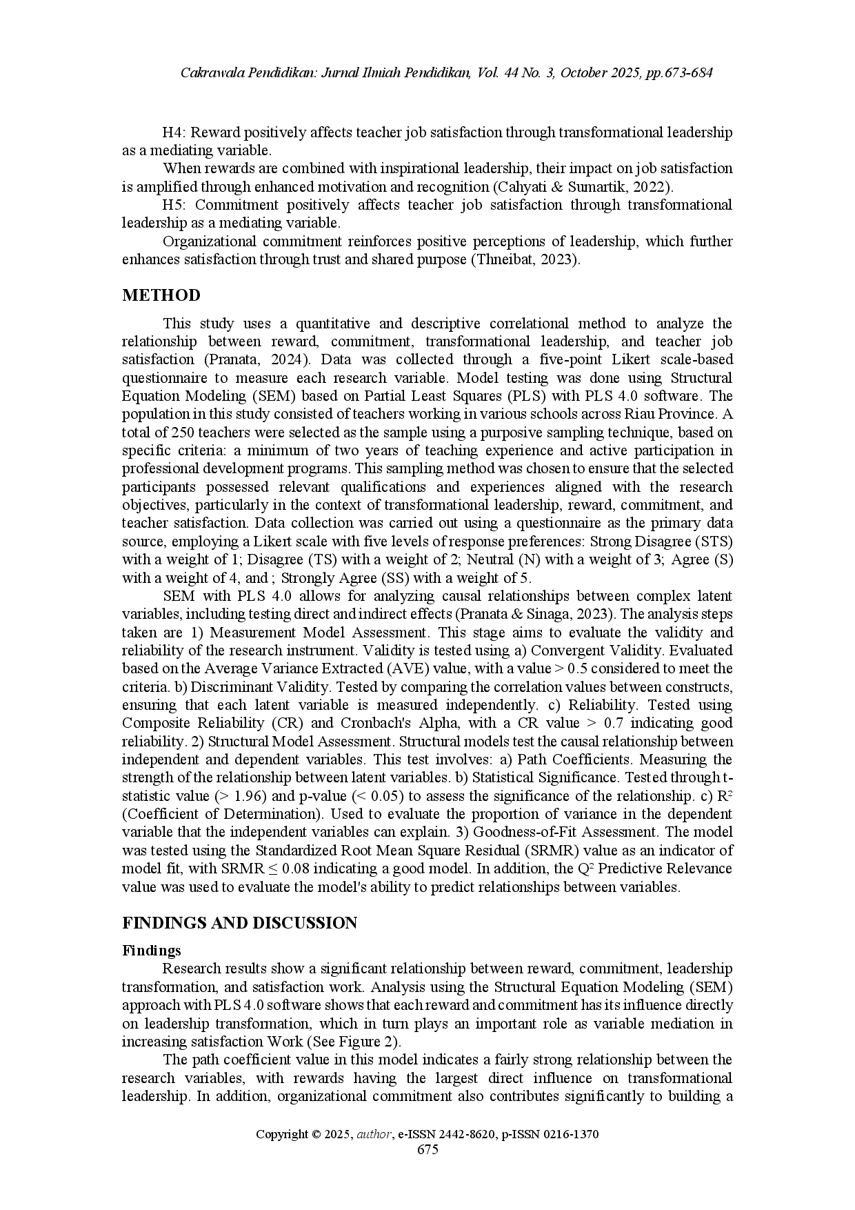 juris Reward and commitment toward transformational leadership and teachers job satisfaction