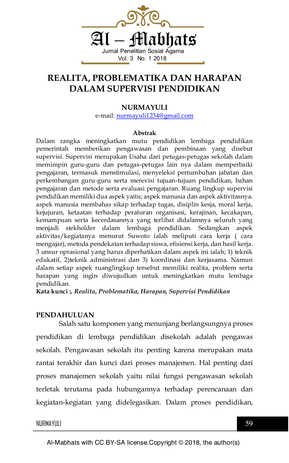 JURIS Realita Problematika Dan Harapan Dalam Supervisi Pendidikan