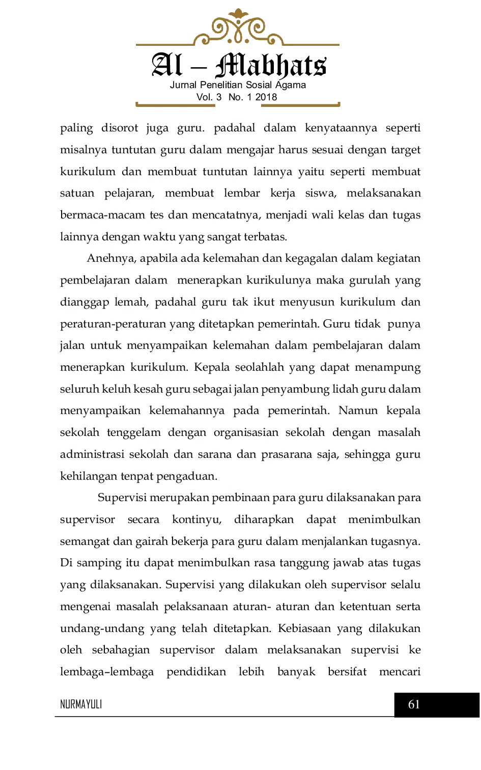 JURIS Realita Problematika Dan Harapan Dalam Supervisi Pendidikan