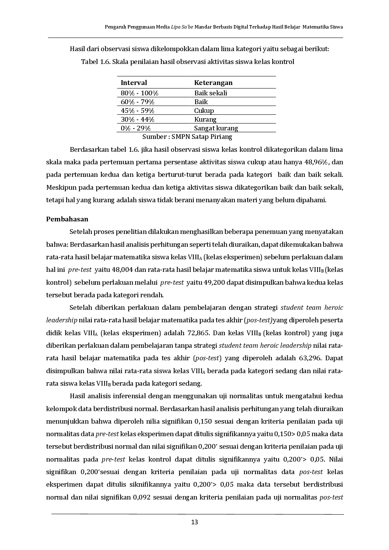 juris Pengaruh Penggunaan Media Lipa Sa be Mandar Berbasis Digital Terhadap Hasil Belajar Matematika Siswa