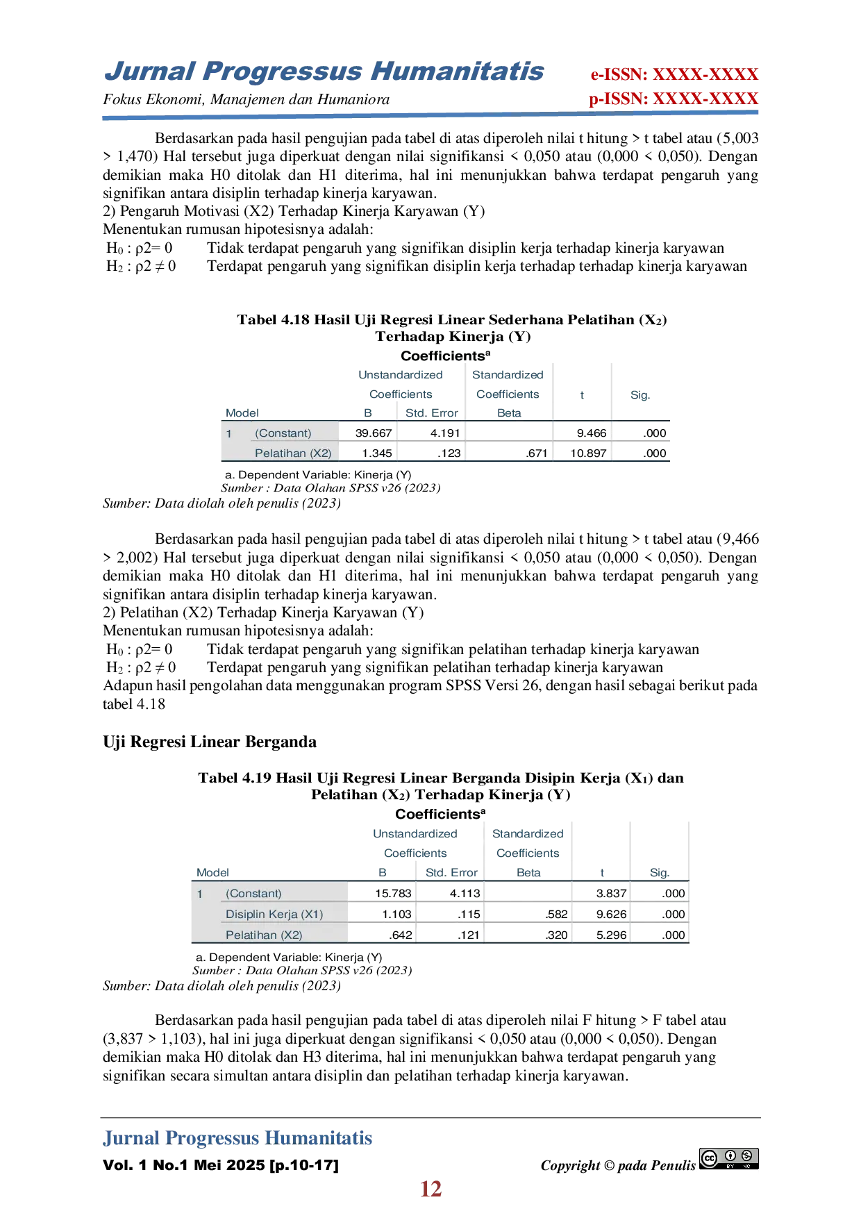 JURIS Pengaruh Disiplin Kerja dan Pelatihan terhadap Kinerja Karyawan pada PT Wiratama Bhakti Manunggal Jakarta