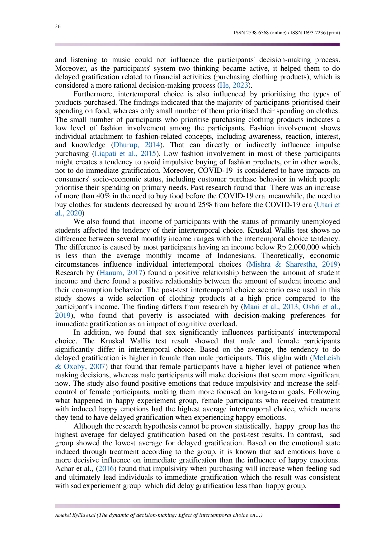 JURIS The dynamic of decision making Effect of intertemporal choice on clothing products