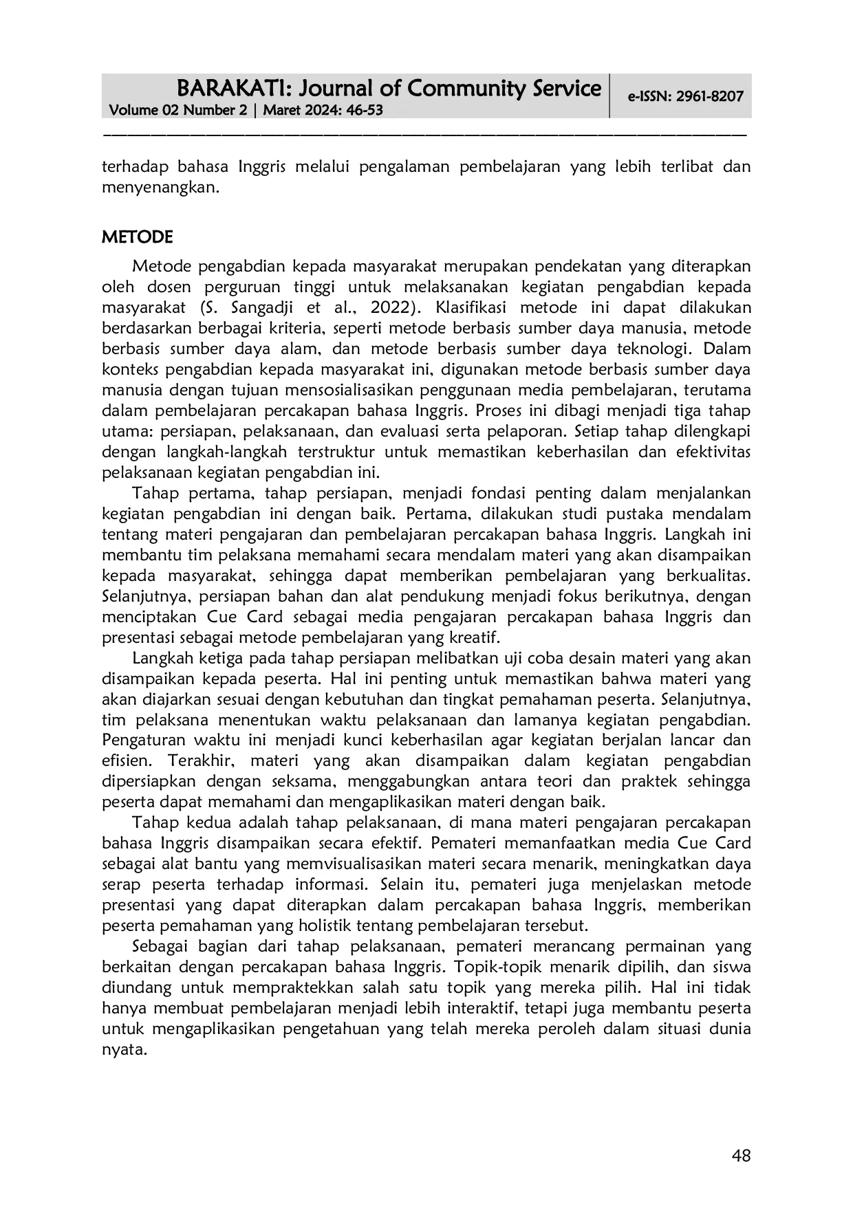 JURIS Motivasi Pembelajaran Bahasa Inggris melalui Media Cue Card