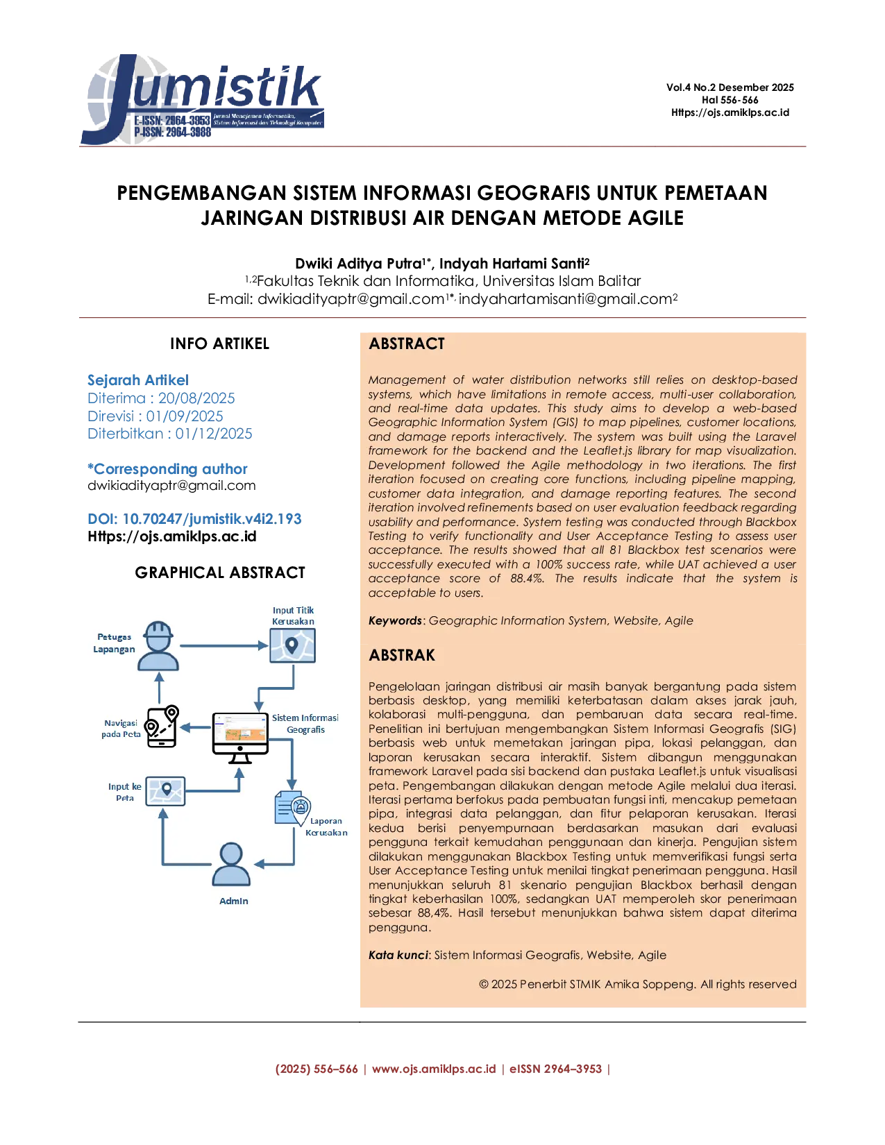 JURIS Pengembangan Sistem Informasi Geografis untuk Pemetaan Jaringan Distribusi Air dengan Metode Agile