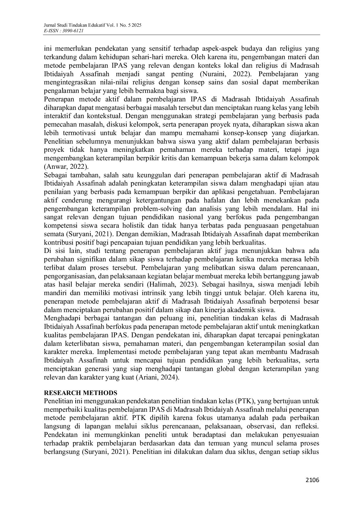 JURIS Enhancing Student Engagement in Integrated Science and Social Studies IPAS at Madrasah Ibtidaiyah Assafinah A Collaborative Approach to Active Learning