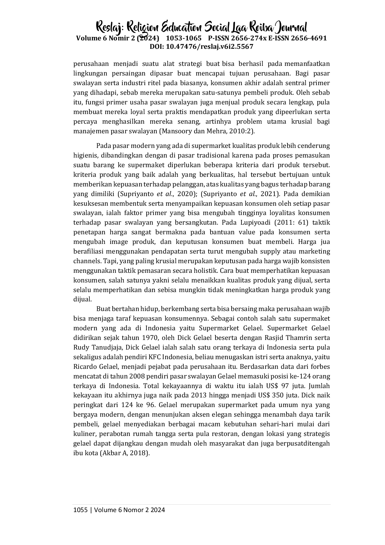 juris Pengaruh Harga Produk dan Kualitas Pelayanan terhadap Keputusan Pembelian dalam Berbelanja Buah Lokal di Supermarket Gelael