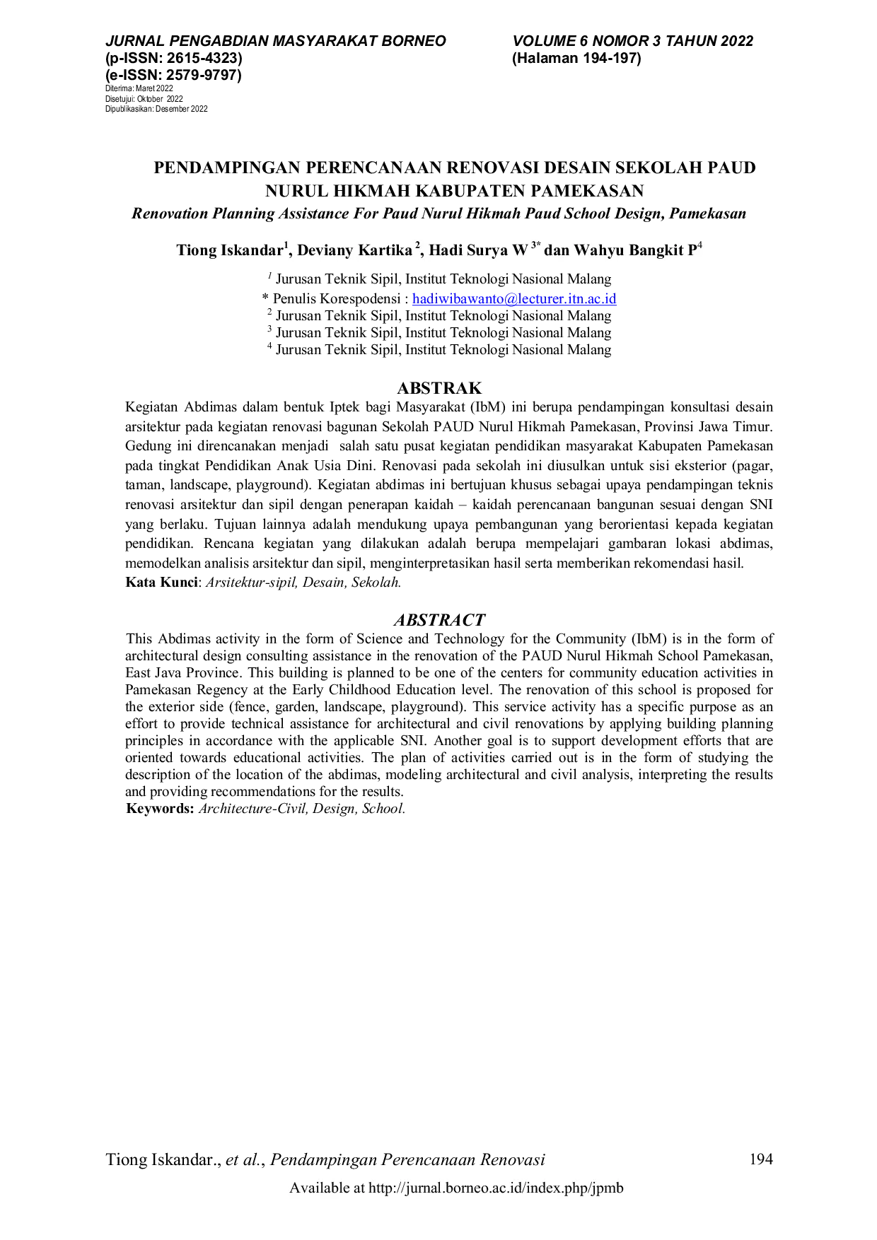 JURIS Pendampingan Perencanaan Renovasi Desain Sekolah PAUD Nurul Hikmah Kabupaten Pamekasan