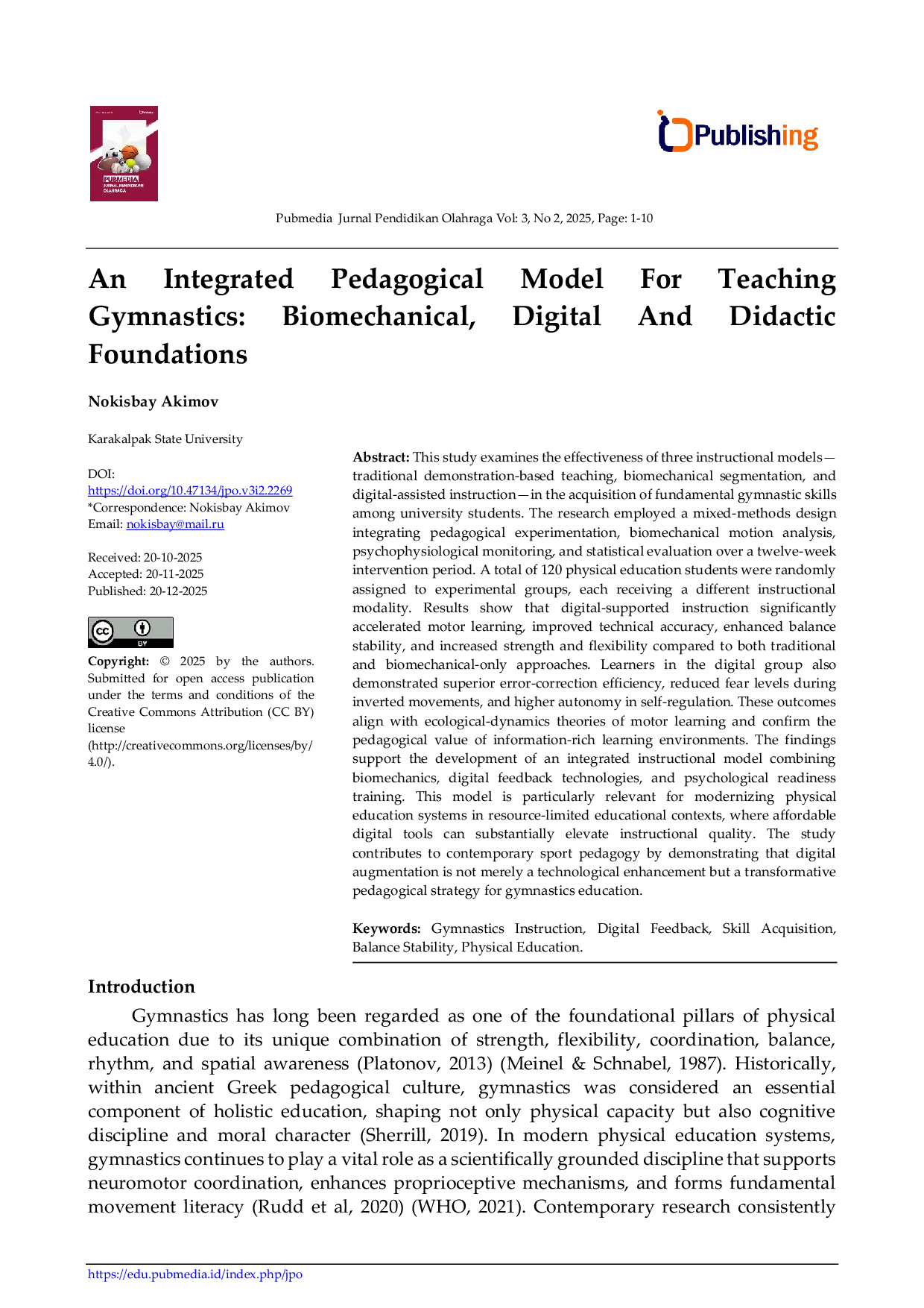 JURIS An Integrated Pedagogical Model For Teaching Gymnastics Biomechanical Digital And Didactic Foundations