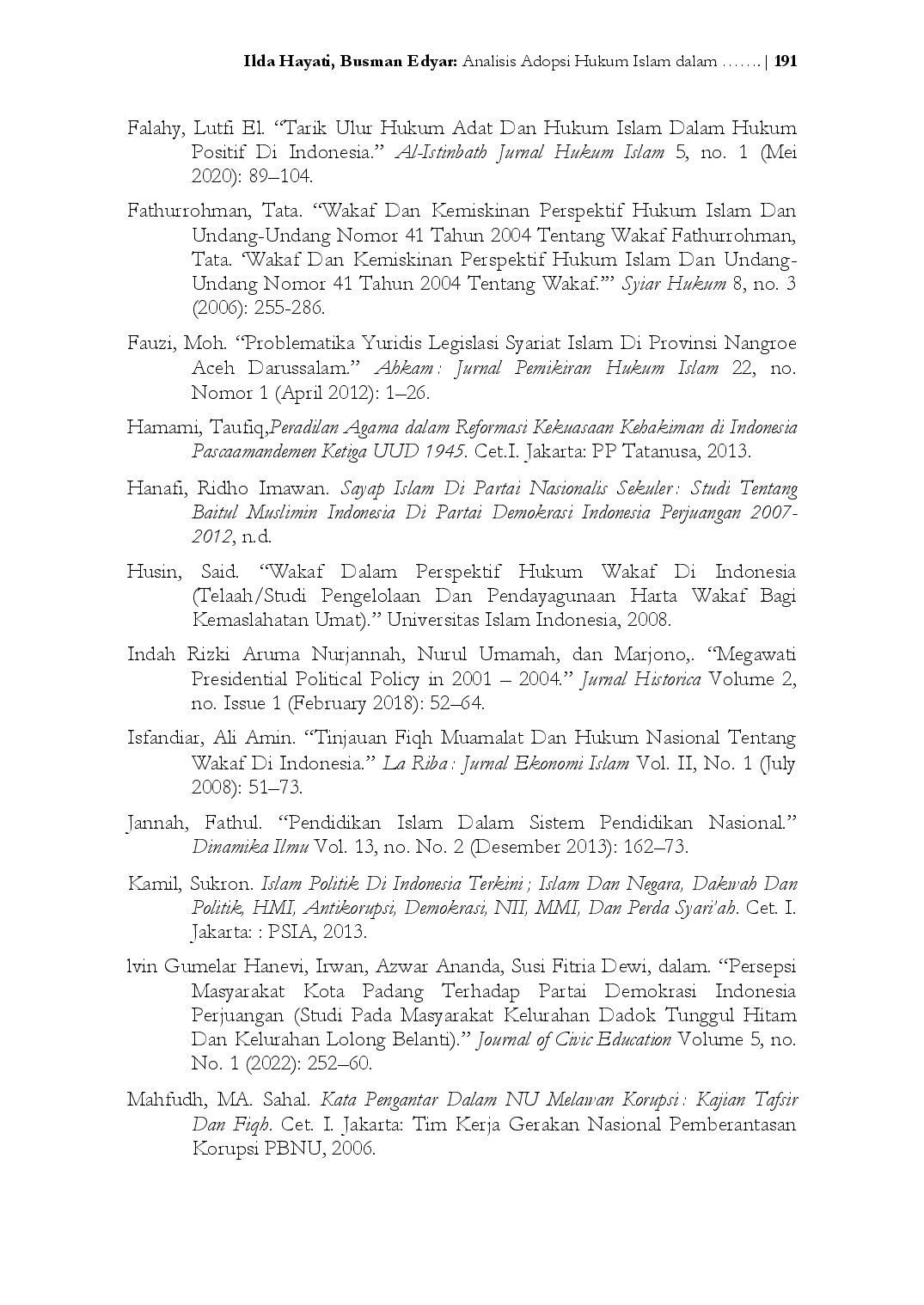 juris Analysis of Islamic Law Accommodation In National Law during the Era of Democratic Transition Government 2001 2004