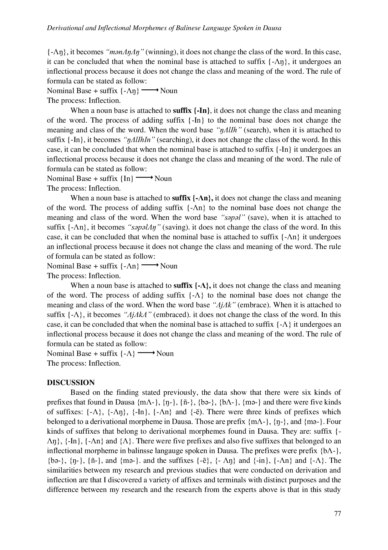 JURIS Derivational and Inflectional Morphemes of Balinese Language Spoken in Dausa